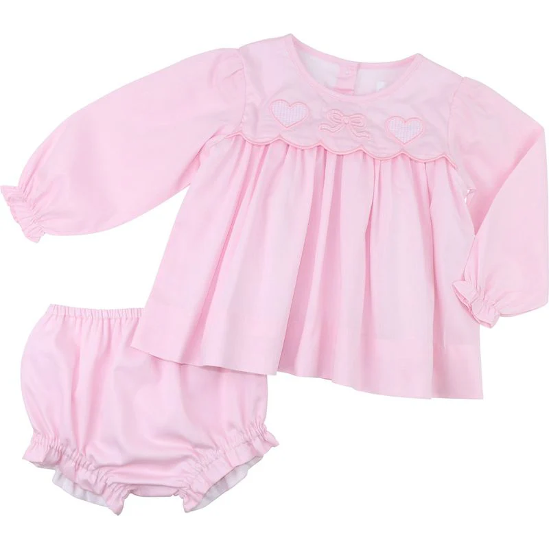 Applique Heart And Bow Diaper Set