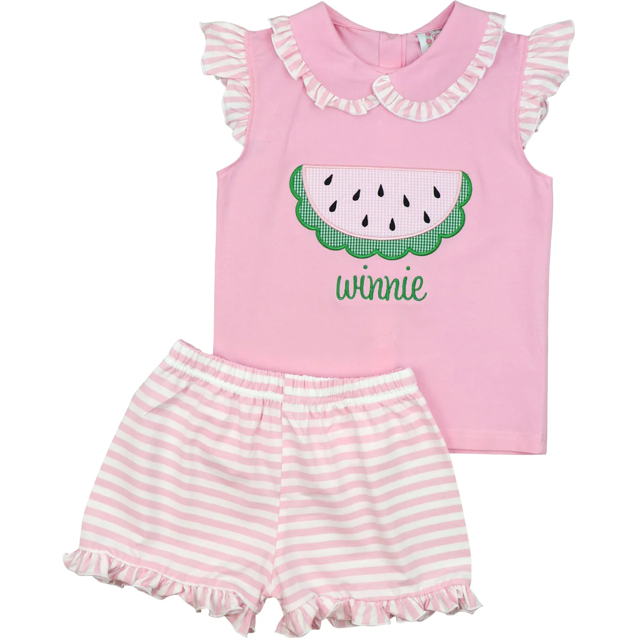 Applique Watermelon Knit Short Set