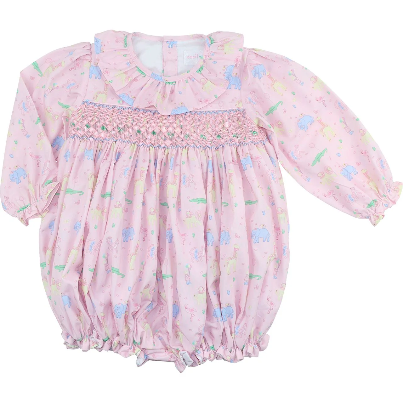 Birthday Party Animals Smocked Bubble