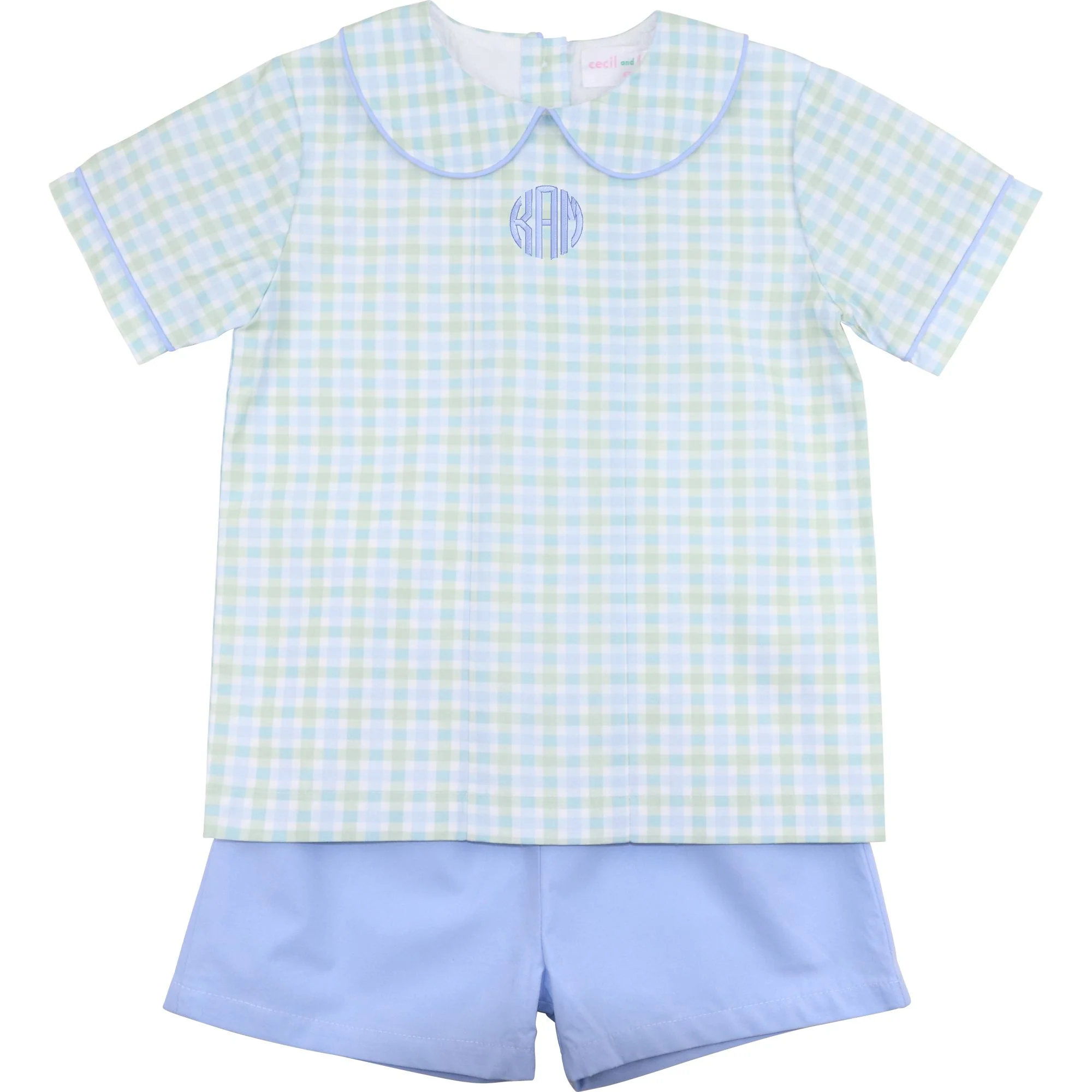 Blue And Green Check Short Set