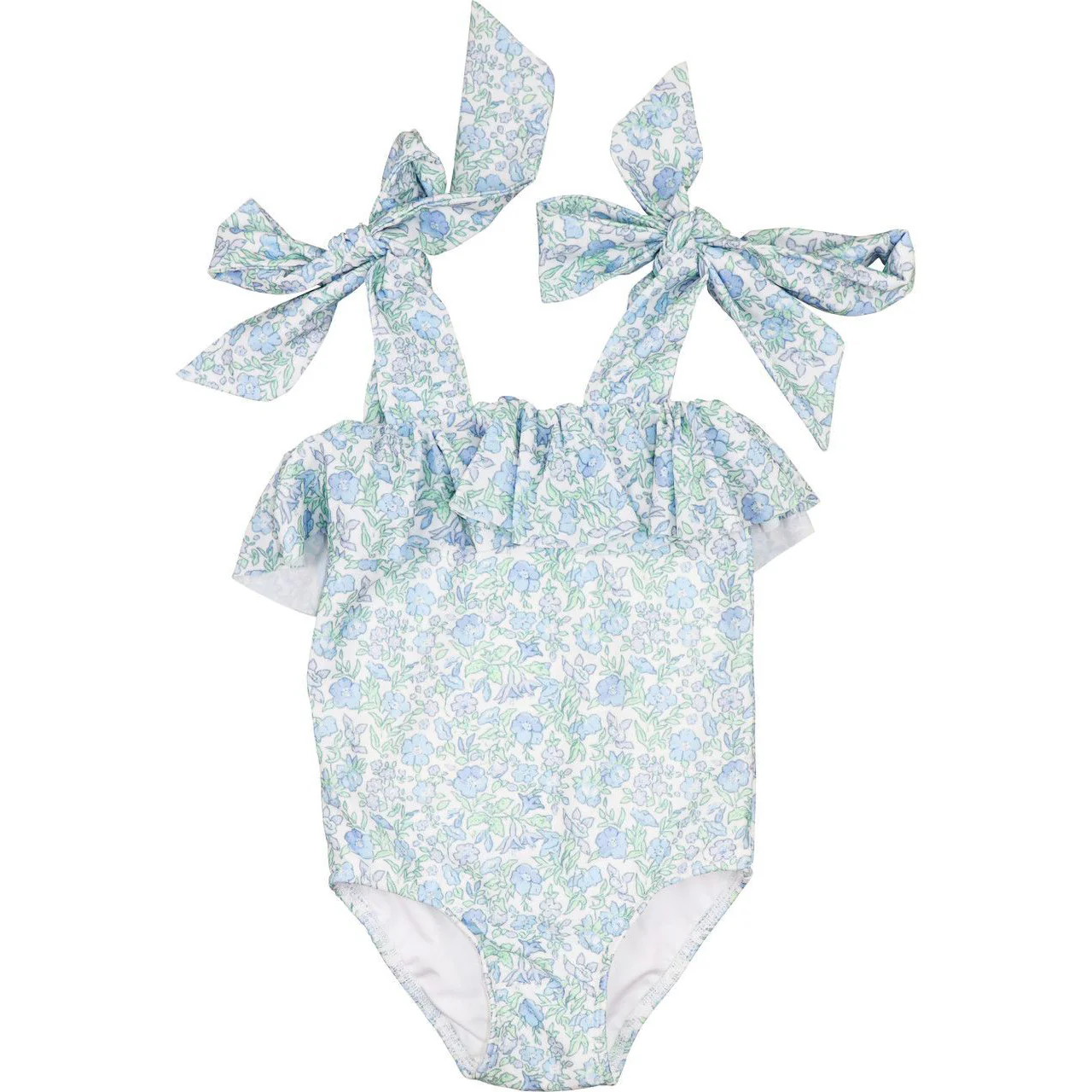 Blue And Green Floral Swimsuit