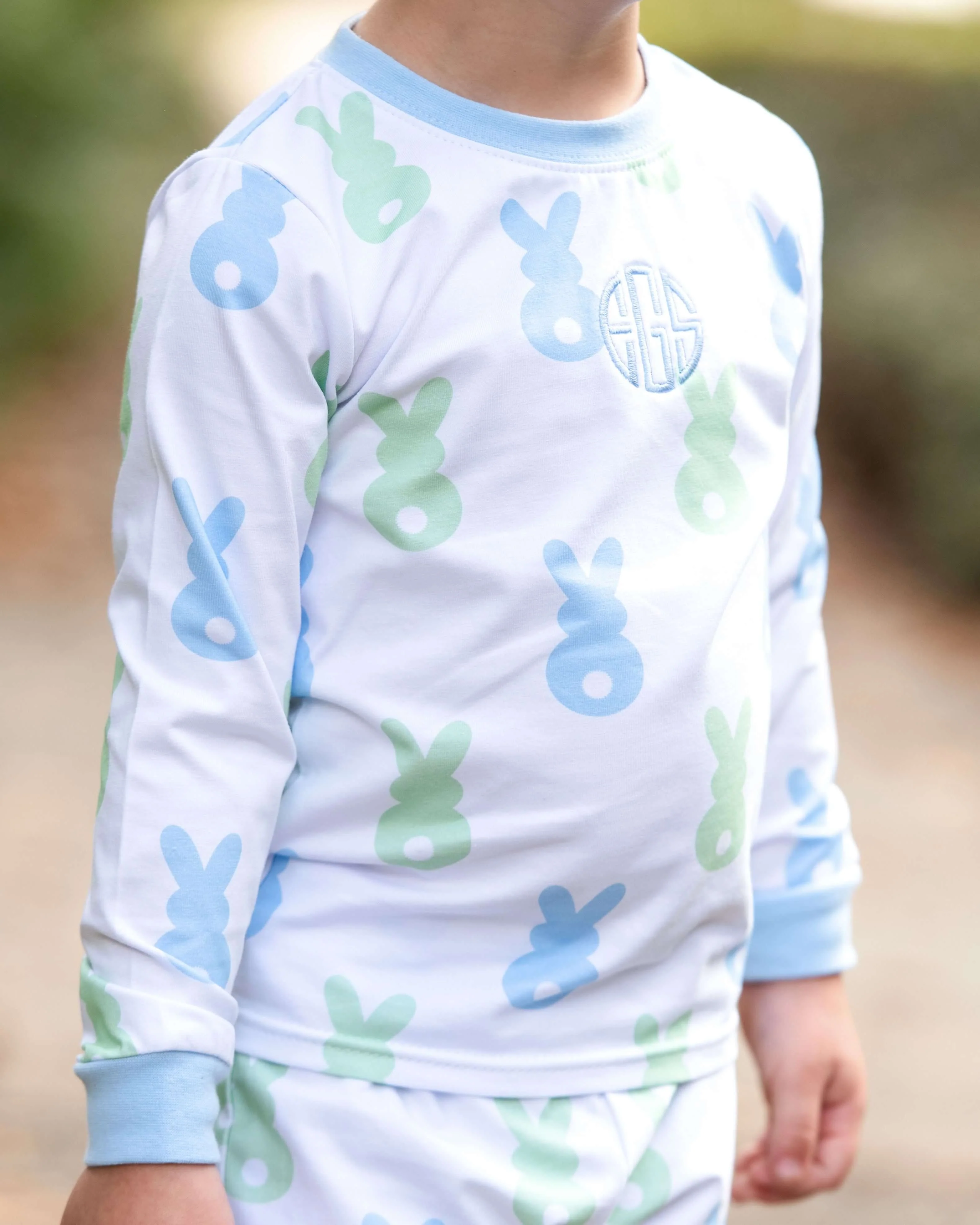 Blue And Green Knit Bunny Pajamas - Image 2