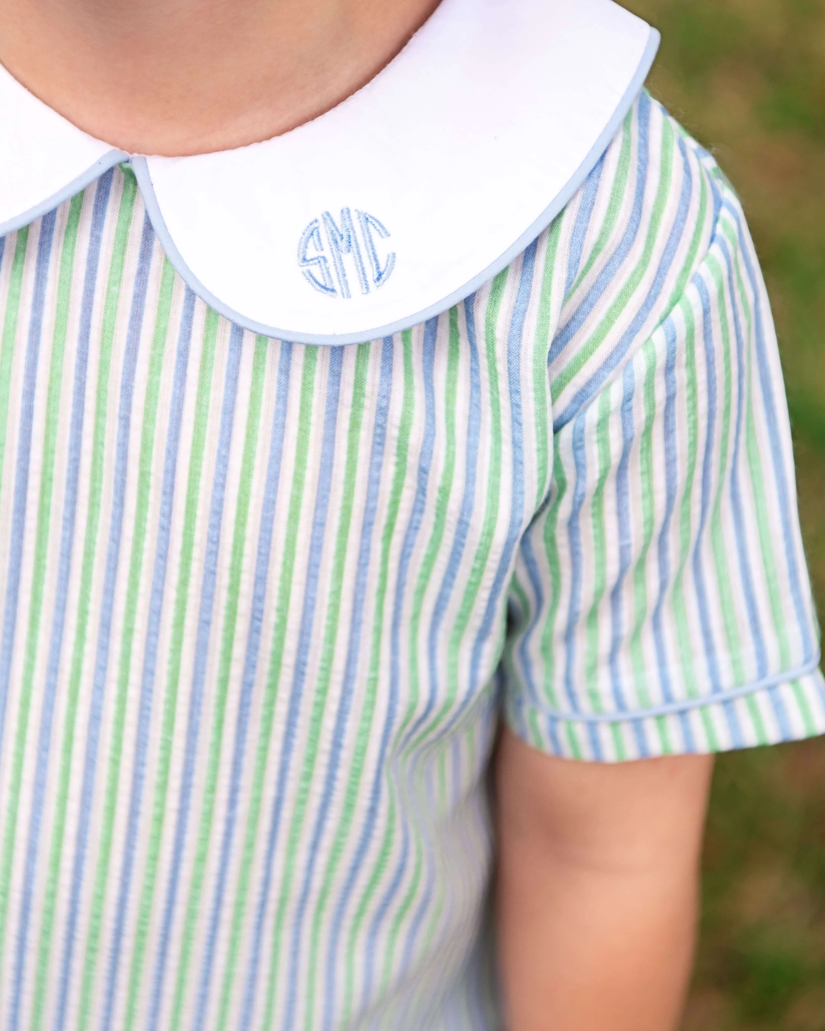 Blue And Green Seersucker Short Set - Image 3