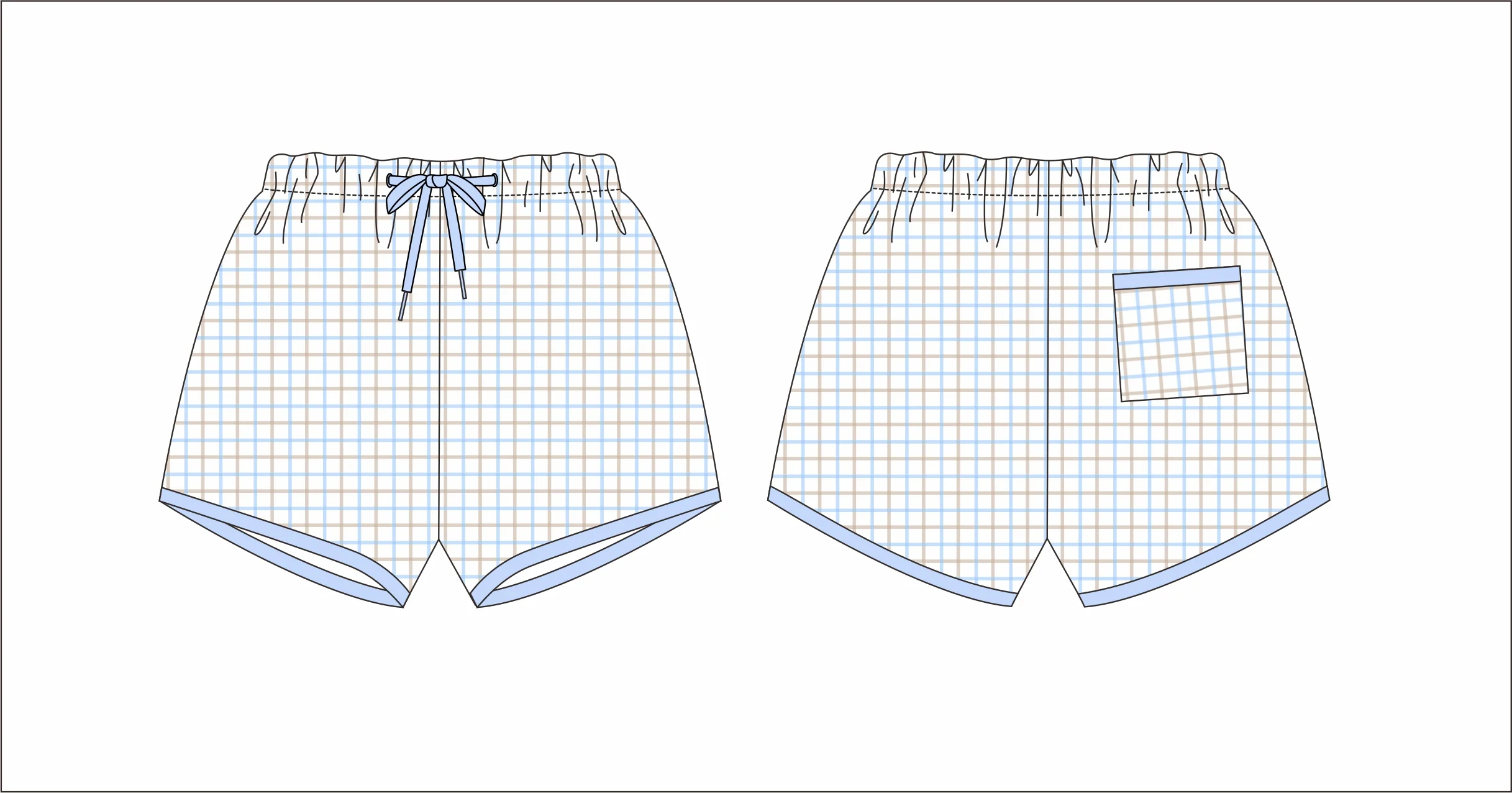 Blue And Khaki Windowpane Swim Trunks - Image 2
