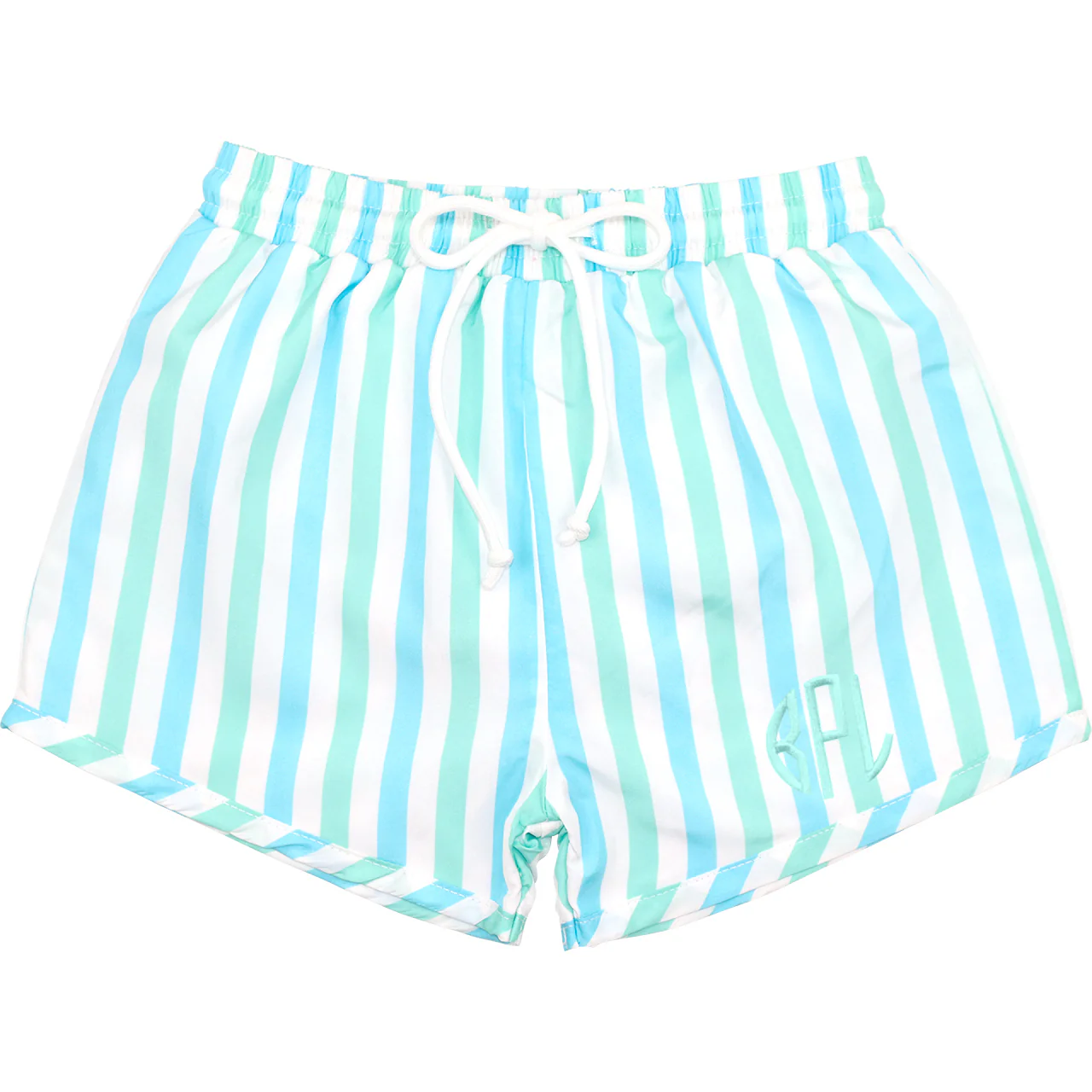 Blue And Mint Stripe Swim Trunks