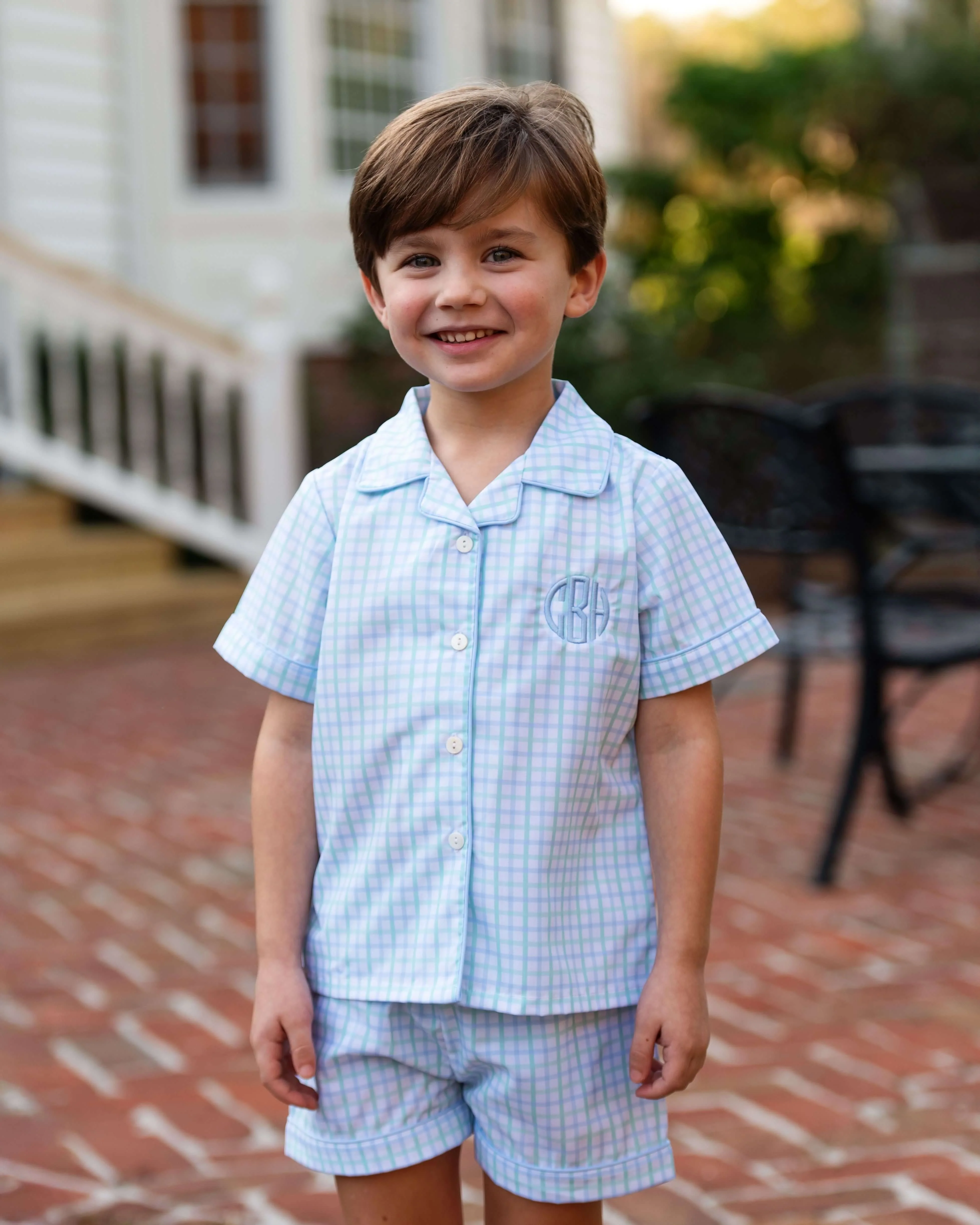 Blue And Mint Windowpane Pajamas - Image 2