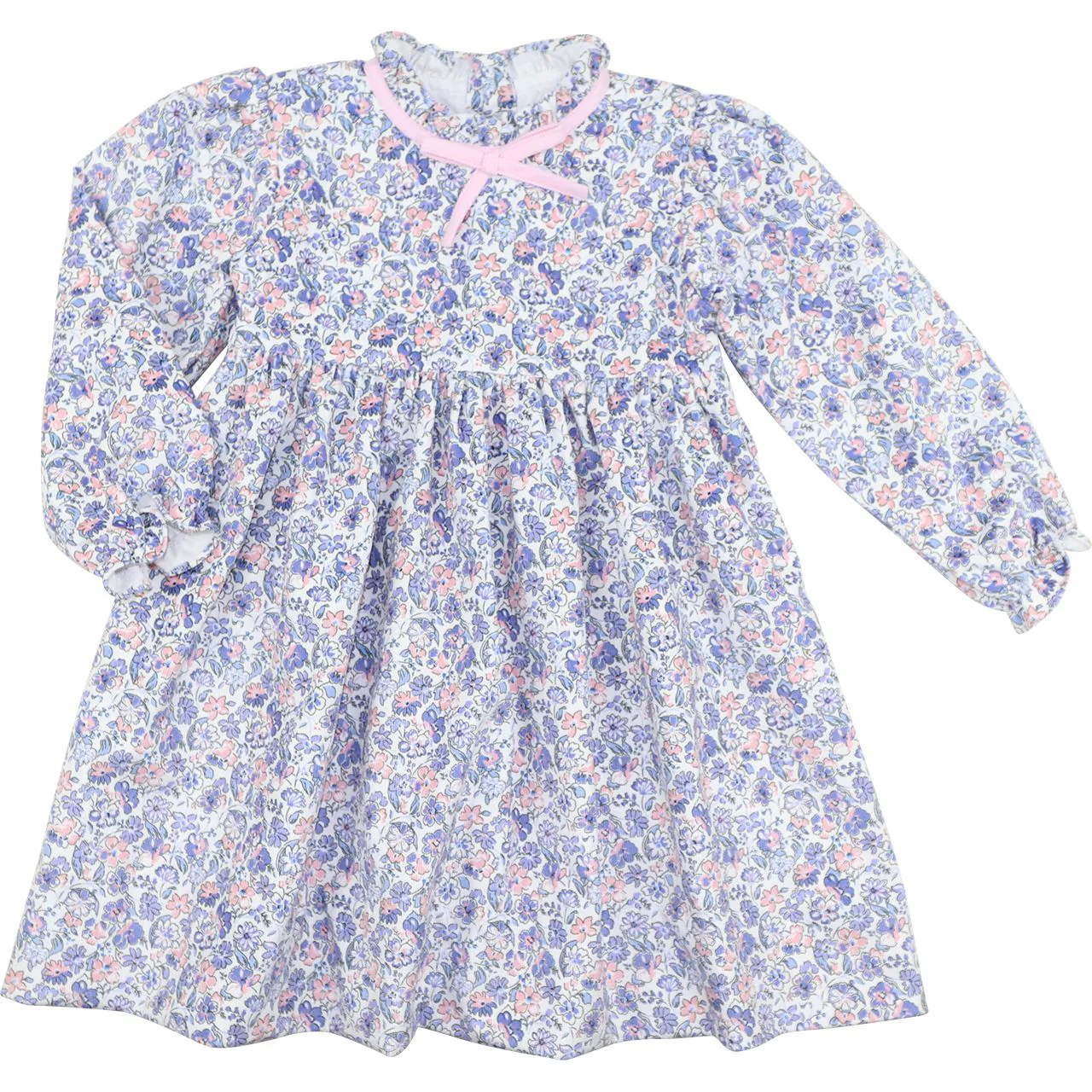 Blue And Pink Floral Corduroy Dress