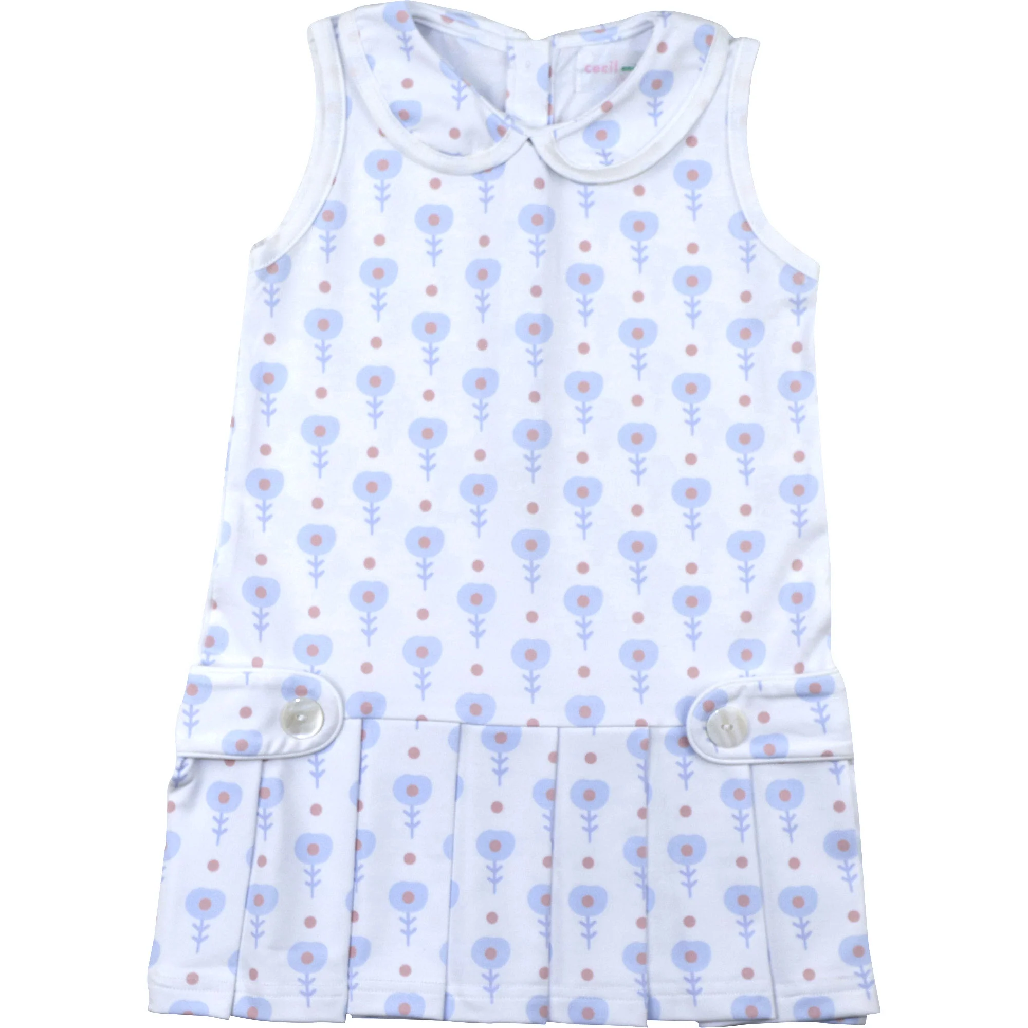 Blue And Pink Floral Lycra Tennis Dress