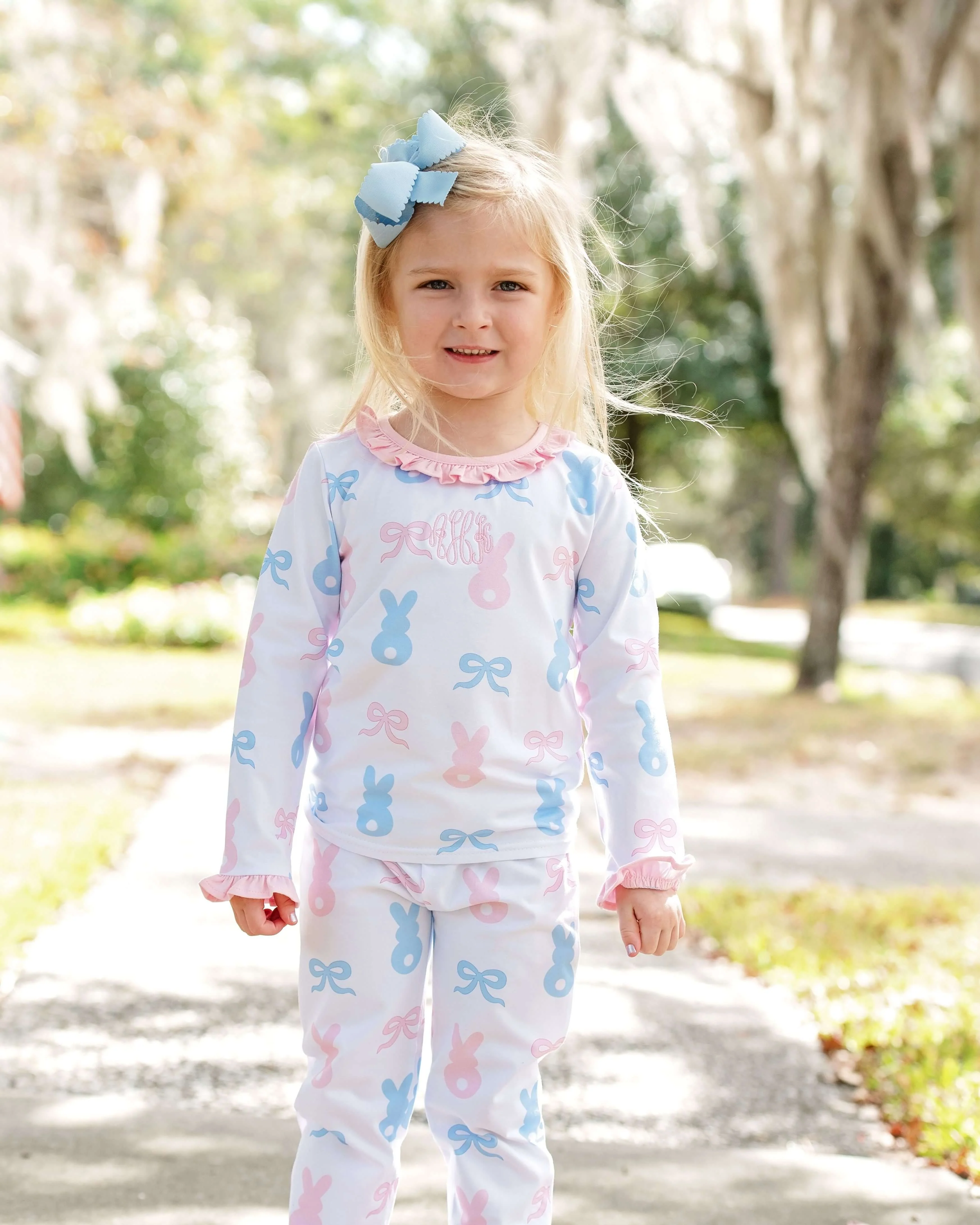 Blue And Pink Knit Bunny Pajamas - Image 2