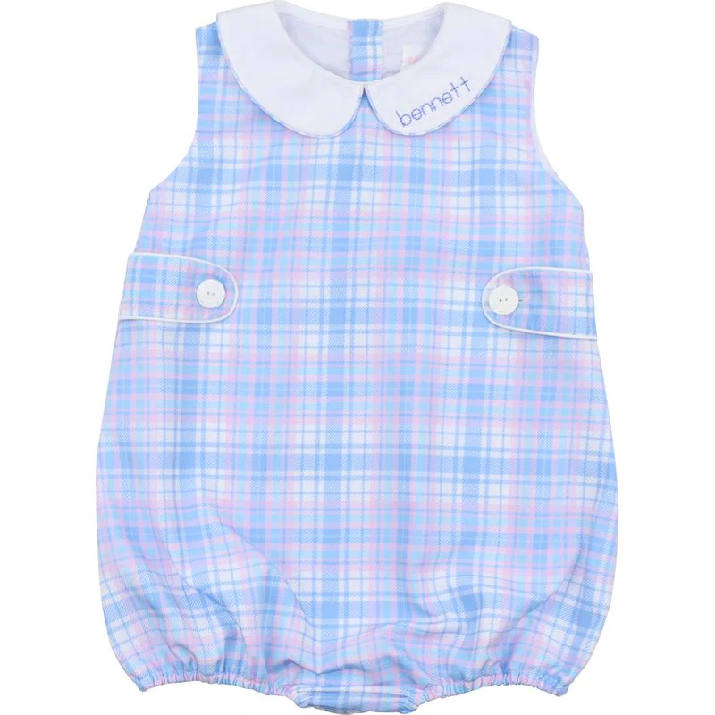 Blue And Pink Plaid Bubble