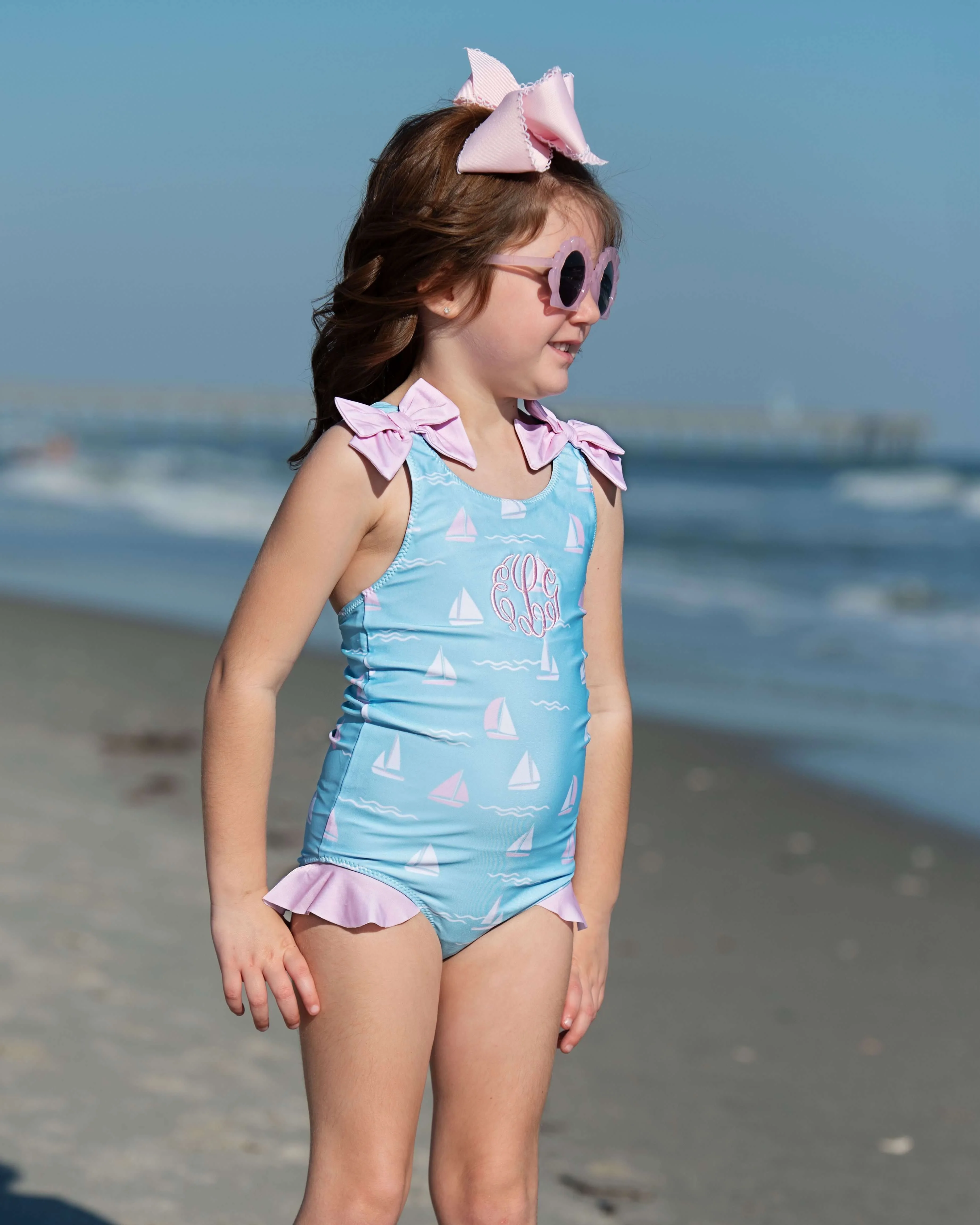 Blue And Pink Sailboat Swimsuit - Image 2