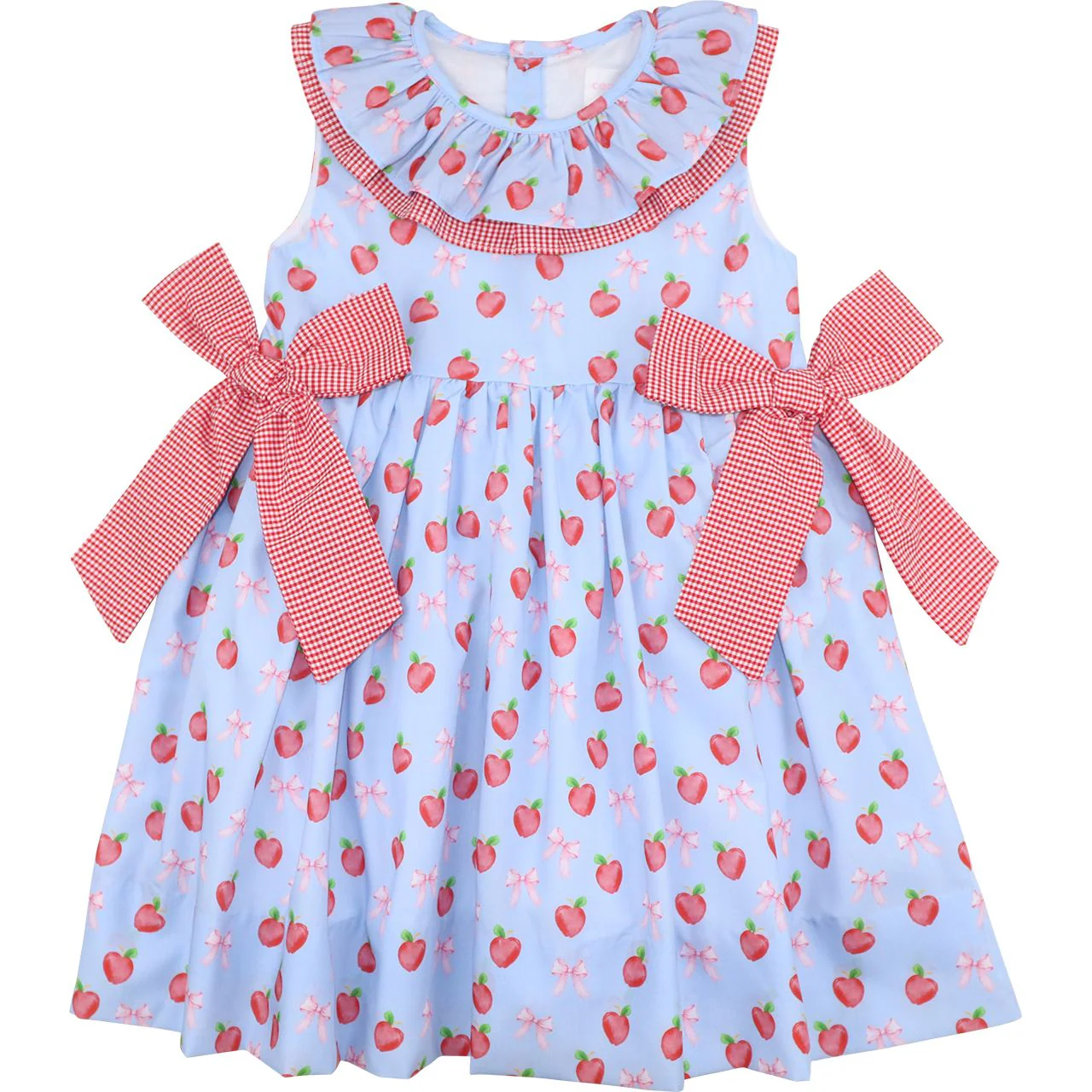 Blue And Red Apple And Bow Dress