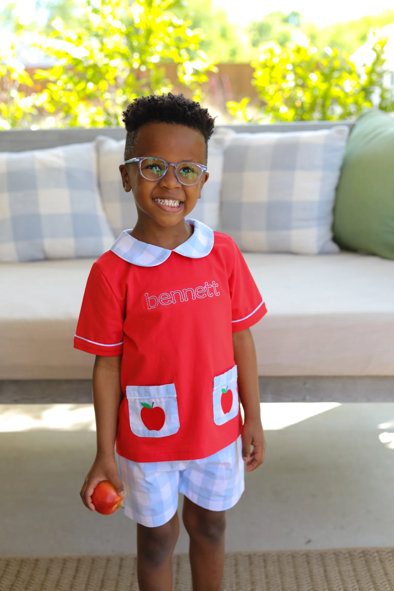 Blue And Red Apple Pocket Short Set - Image 2
