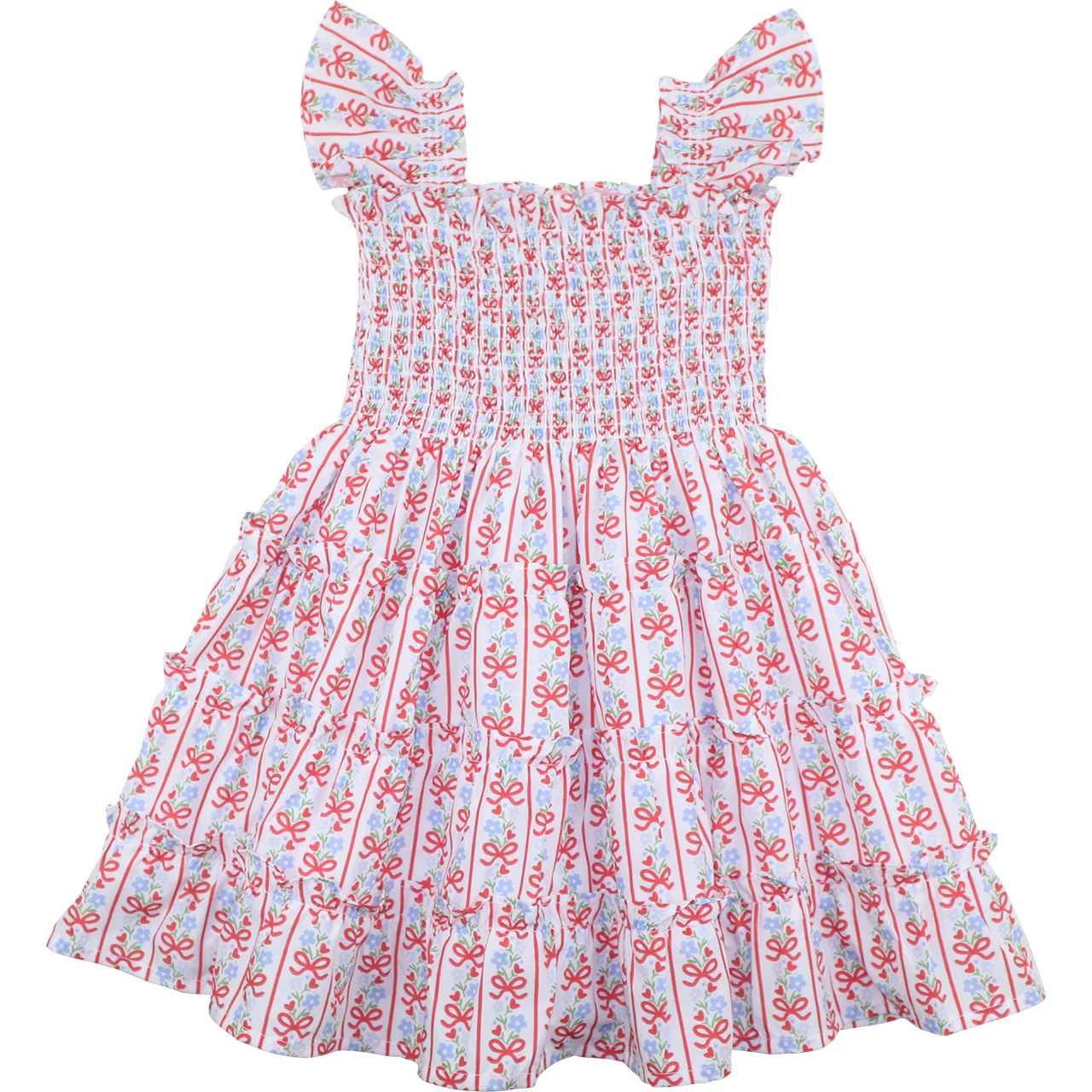 Blue And Red Bouquet Sun Dress