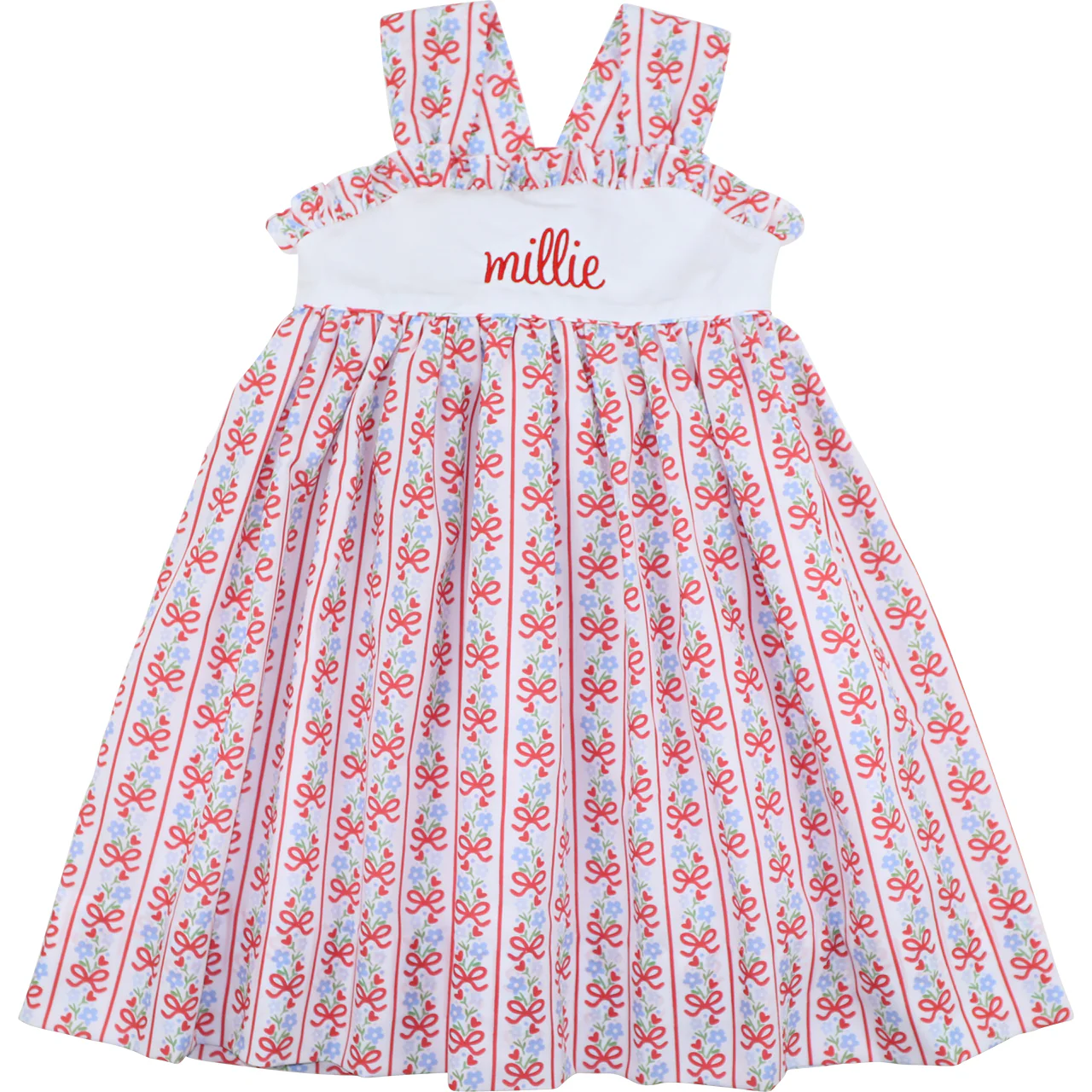 Blue And Red Bow Bouquet Dress