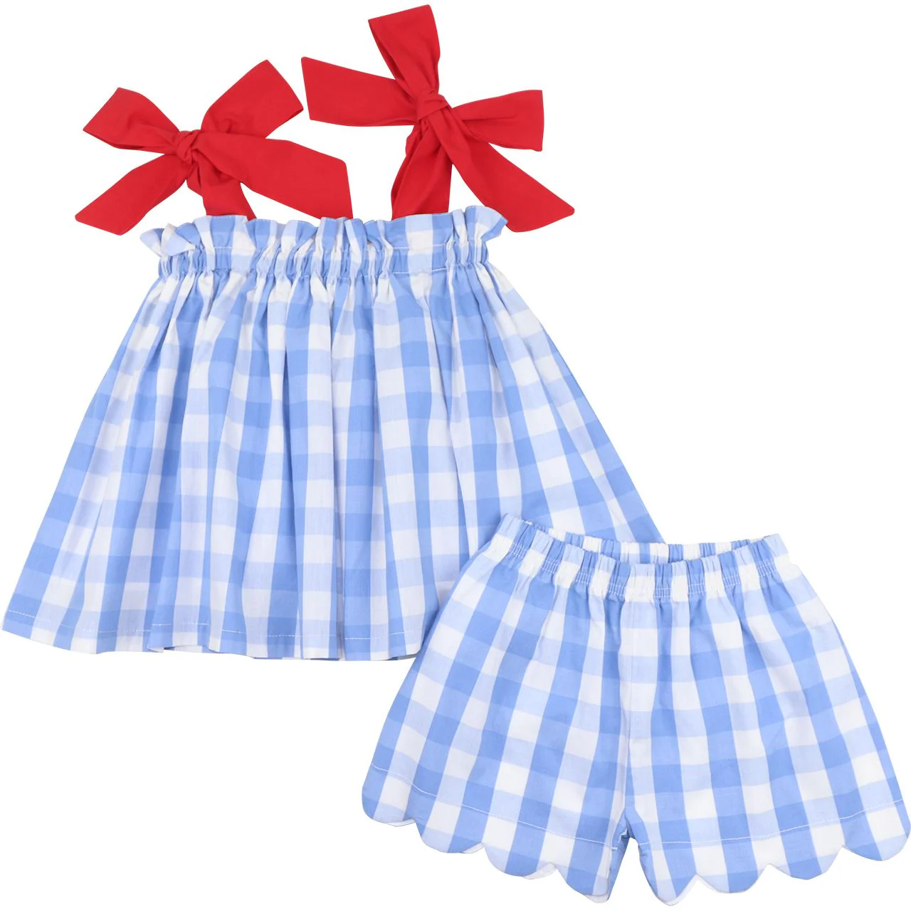 Blue And Red Check Tie Short Set - Image 2