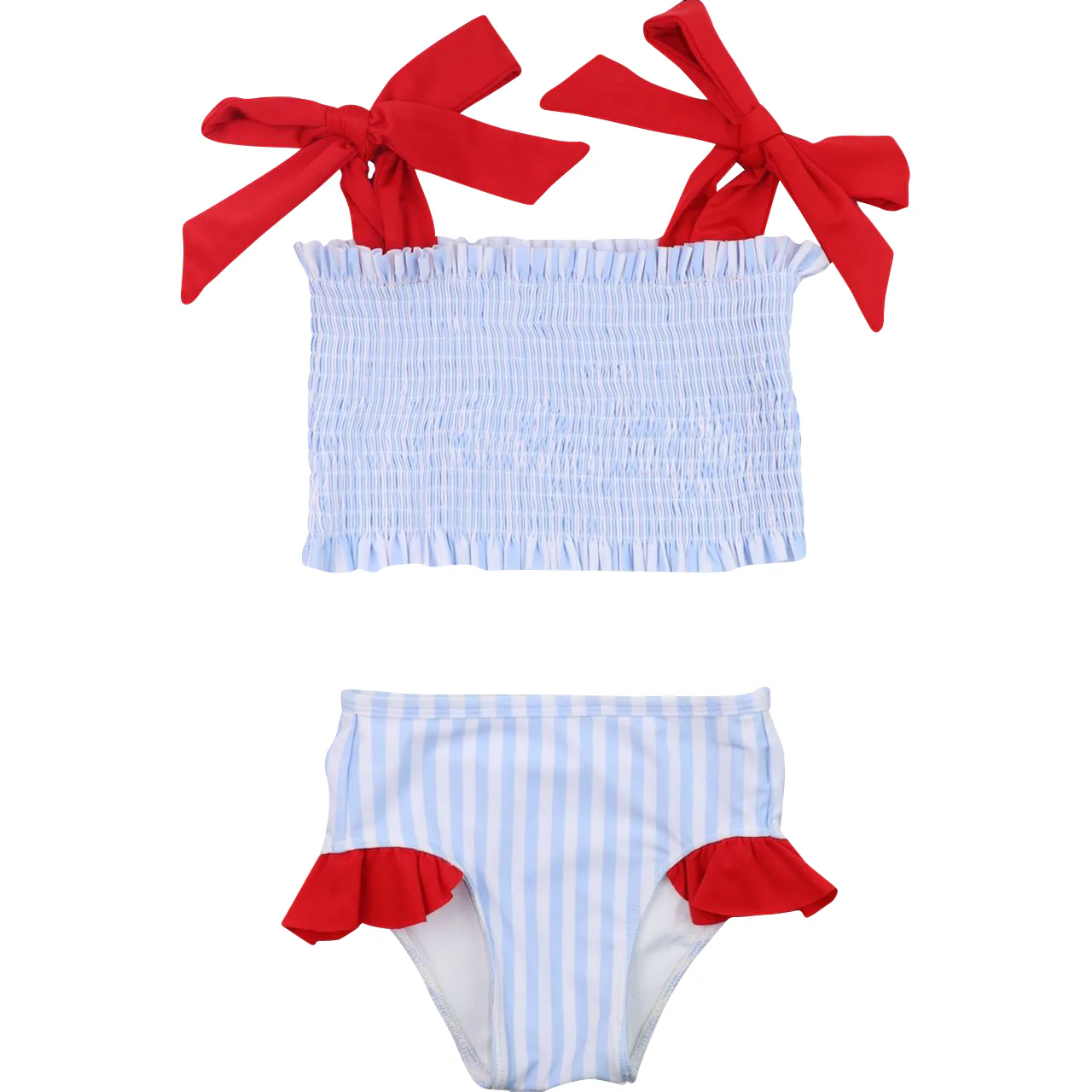 Blue And Red Striped Bikini