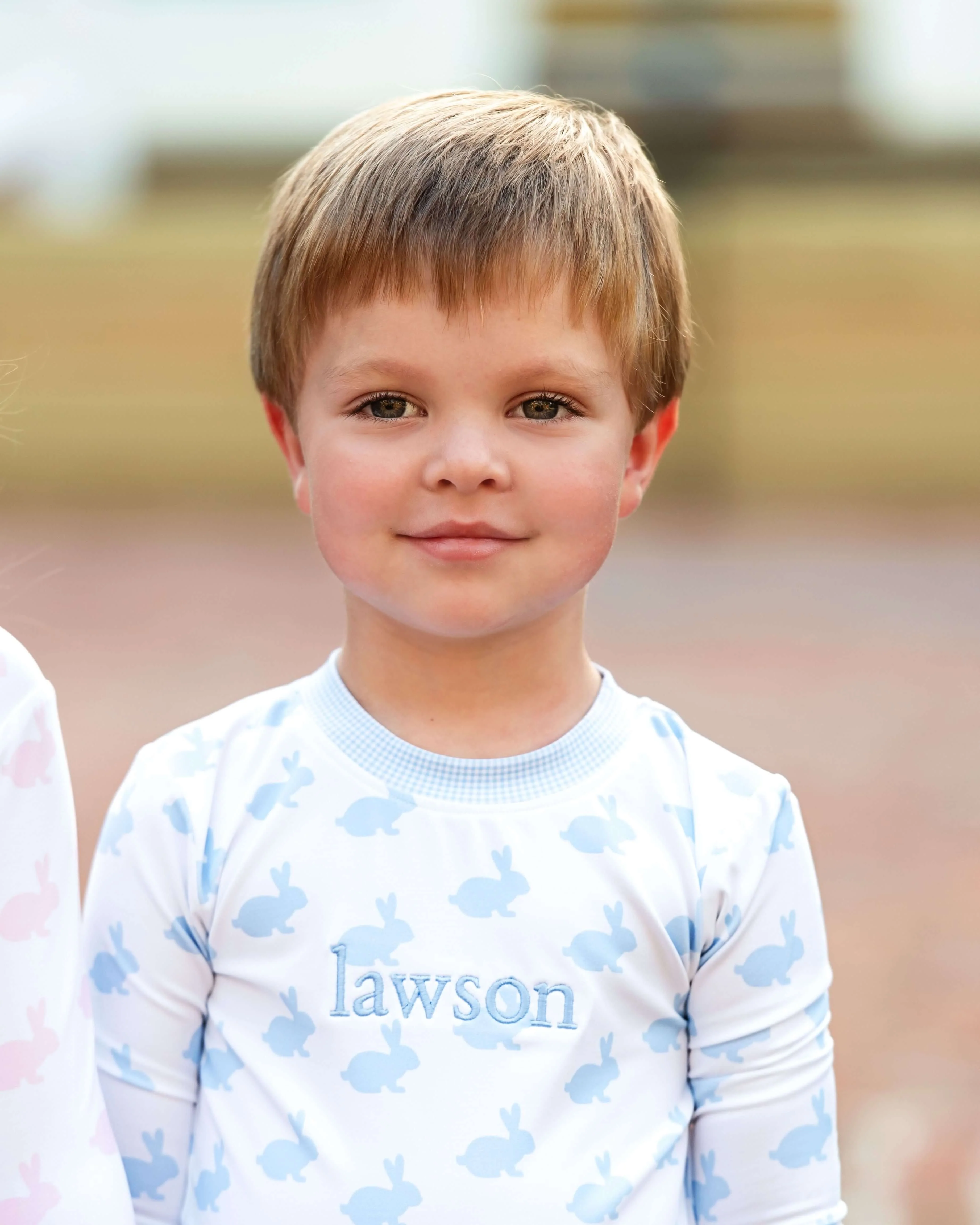 Blue And White Bunny Print Knit Pajamas - Image 3