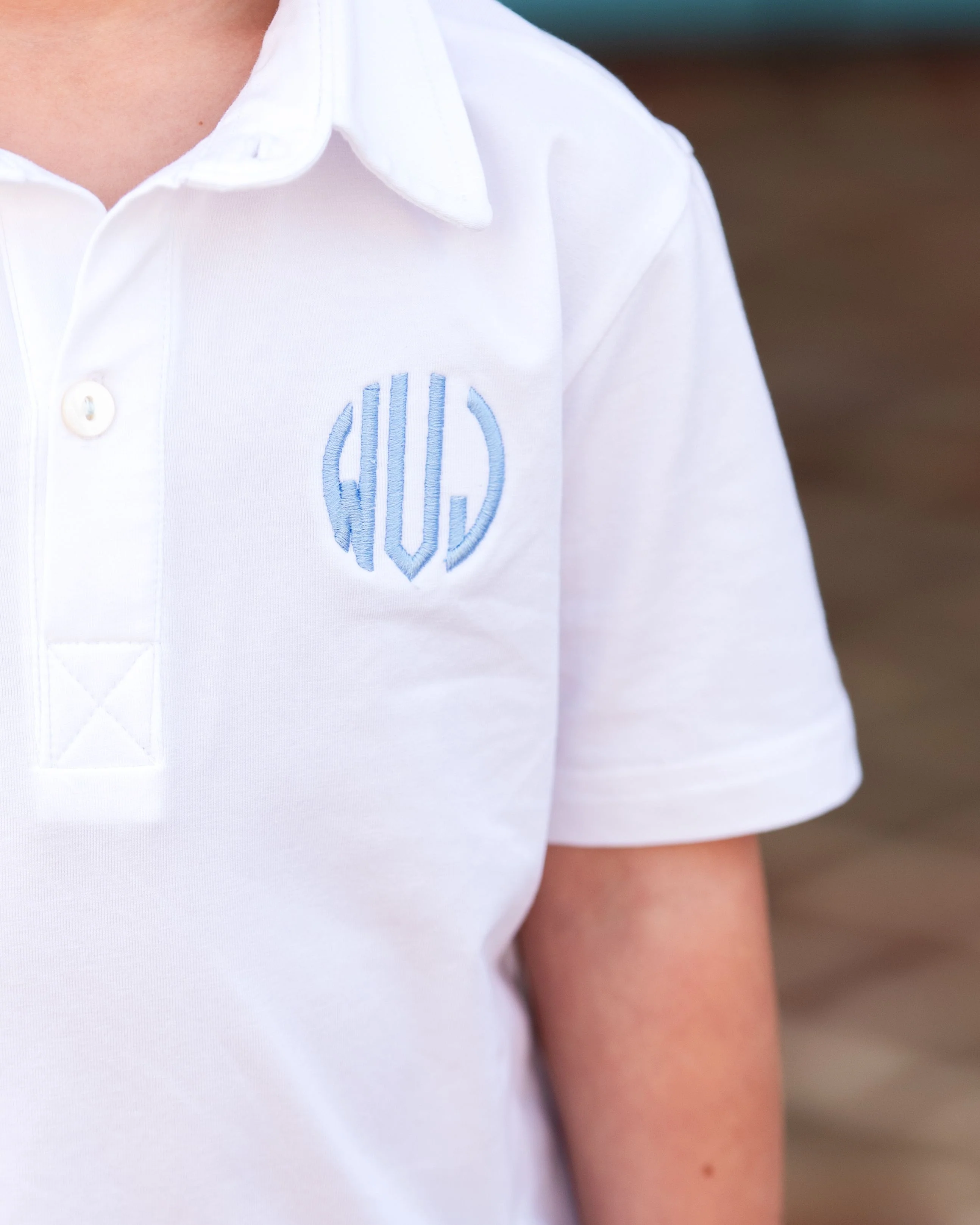 Blue And White Mouse Ears Polo Short Set - Image 3