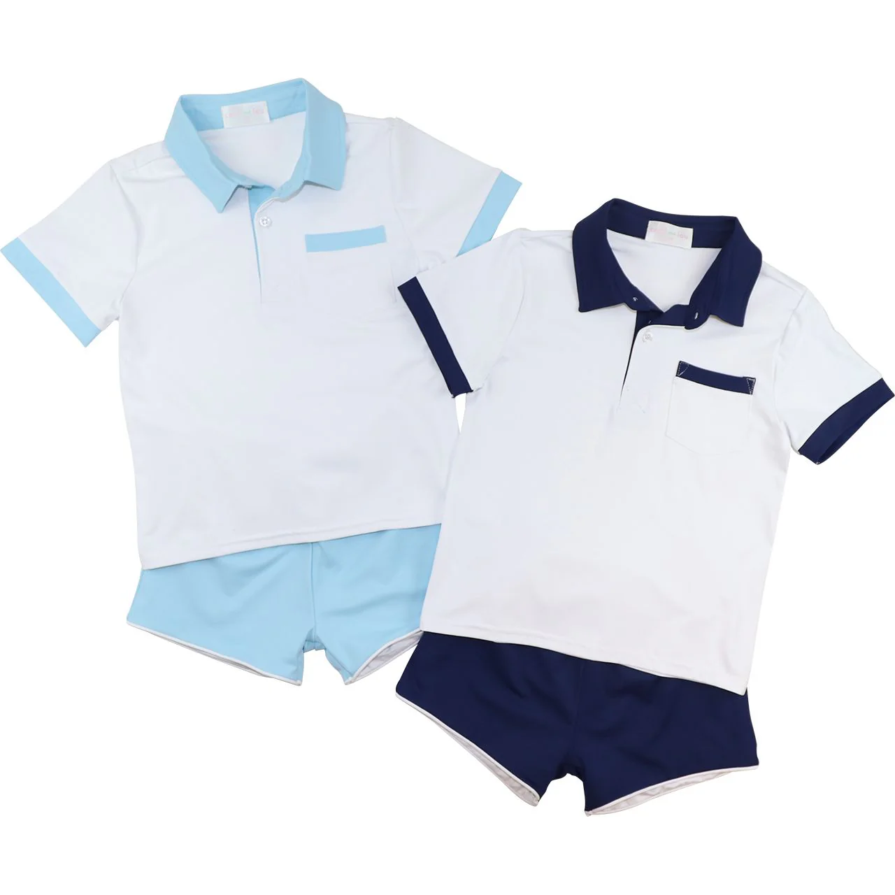 Blue And White Performance Polo Short Set - Image 5