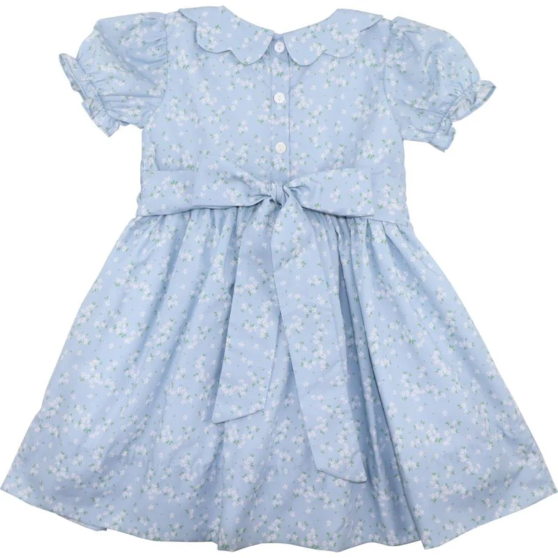 Blue And White Petite Floral Smocked Dress - Image 2
