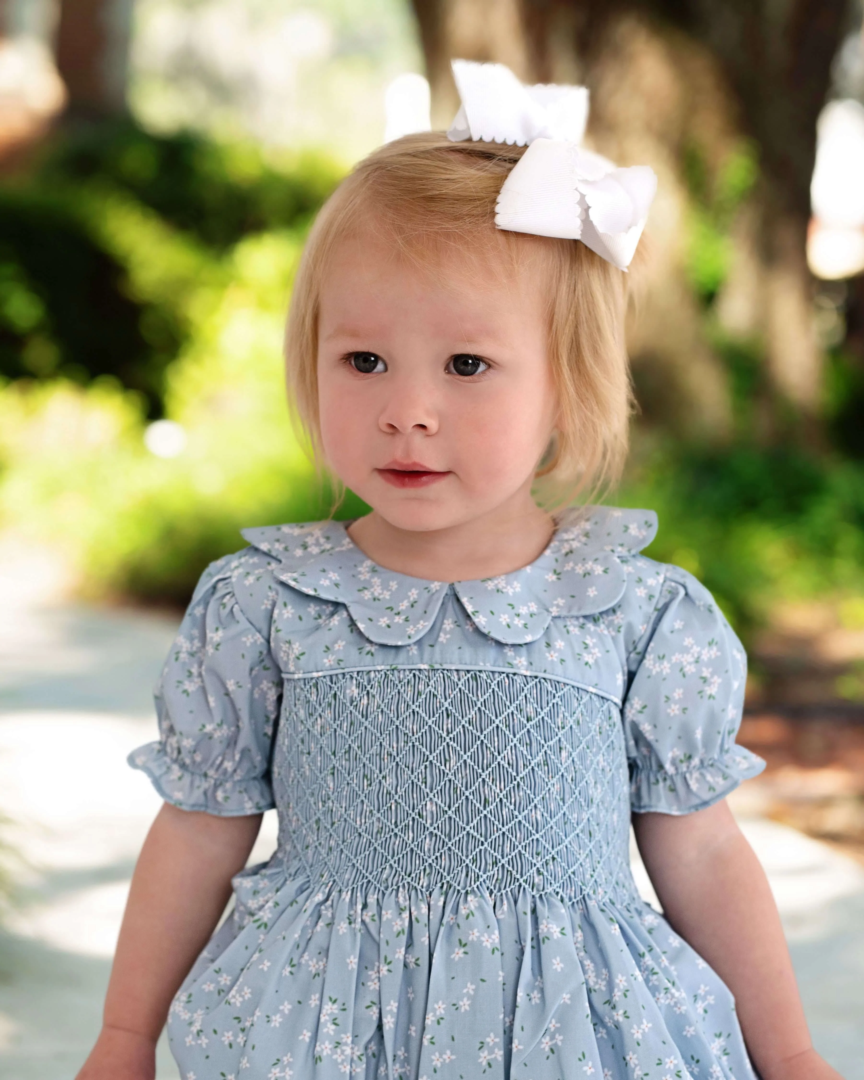Blue And White Petite Floral Smocked Dress - Image 4