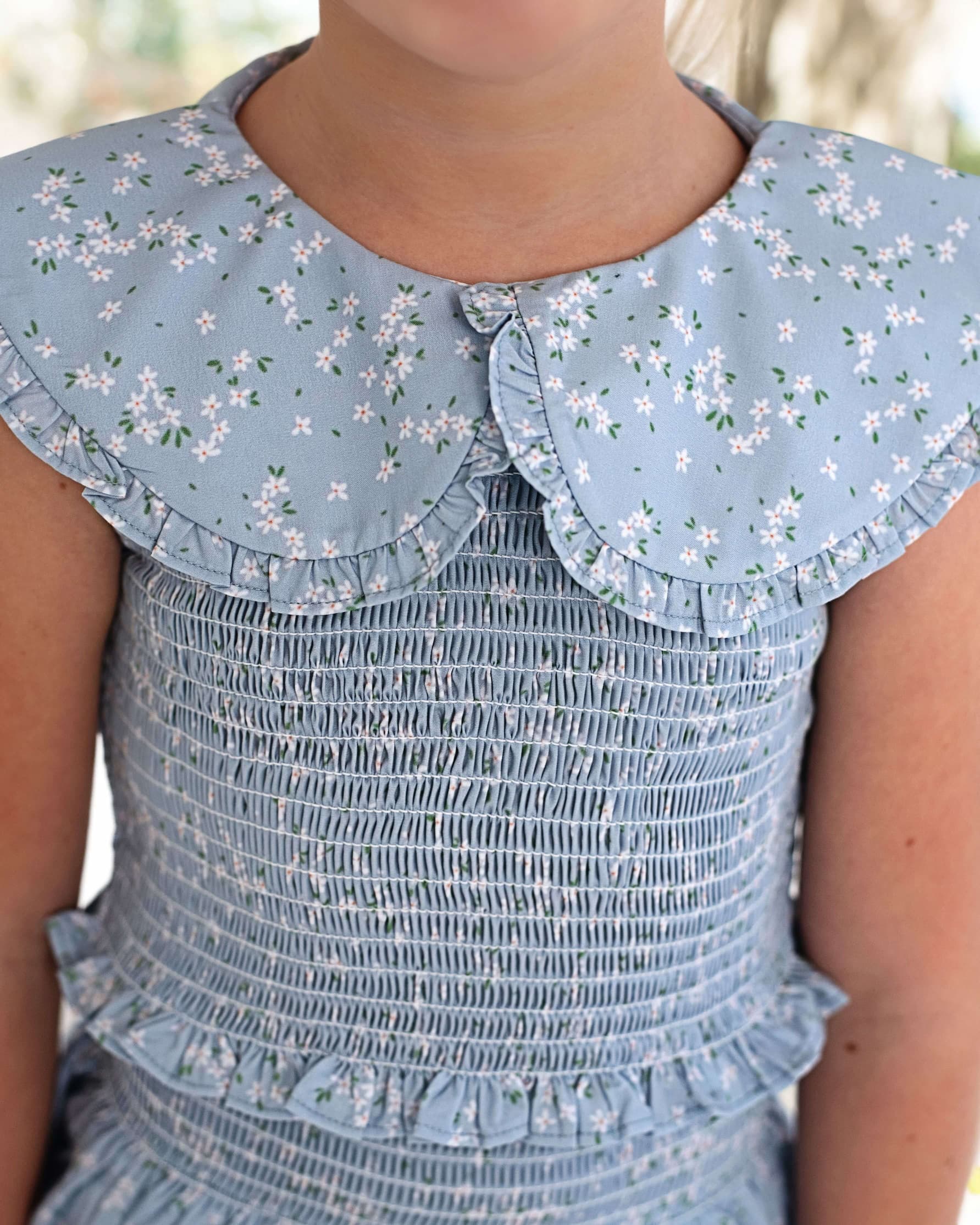 Blue And White Petite Floral Smocked Skirt Set - Image 2