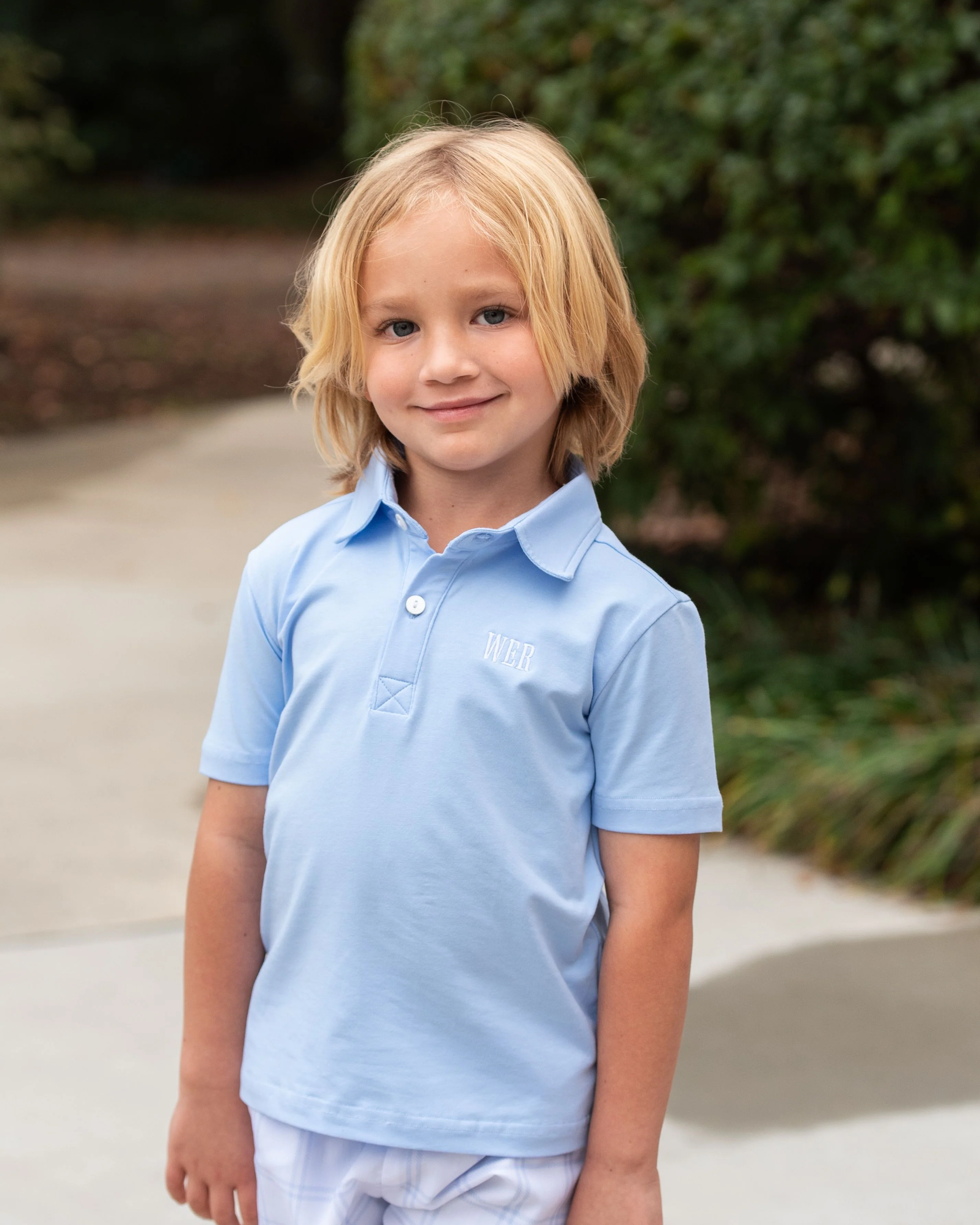 Blue And White Plaid Polo Short Set - Image 2