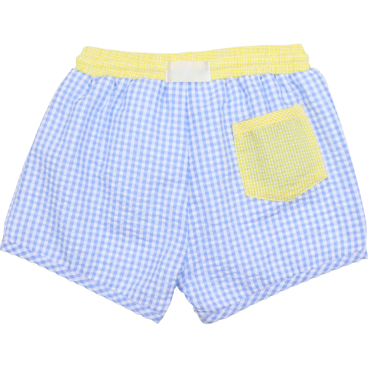 Blue And Yellow Seersucker Swim Trunks - Image 2