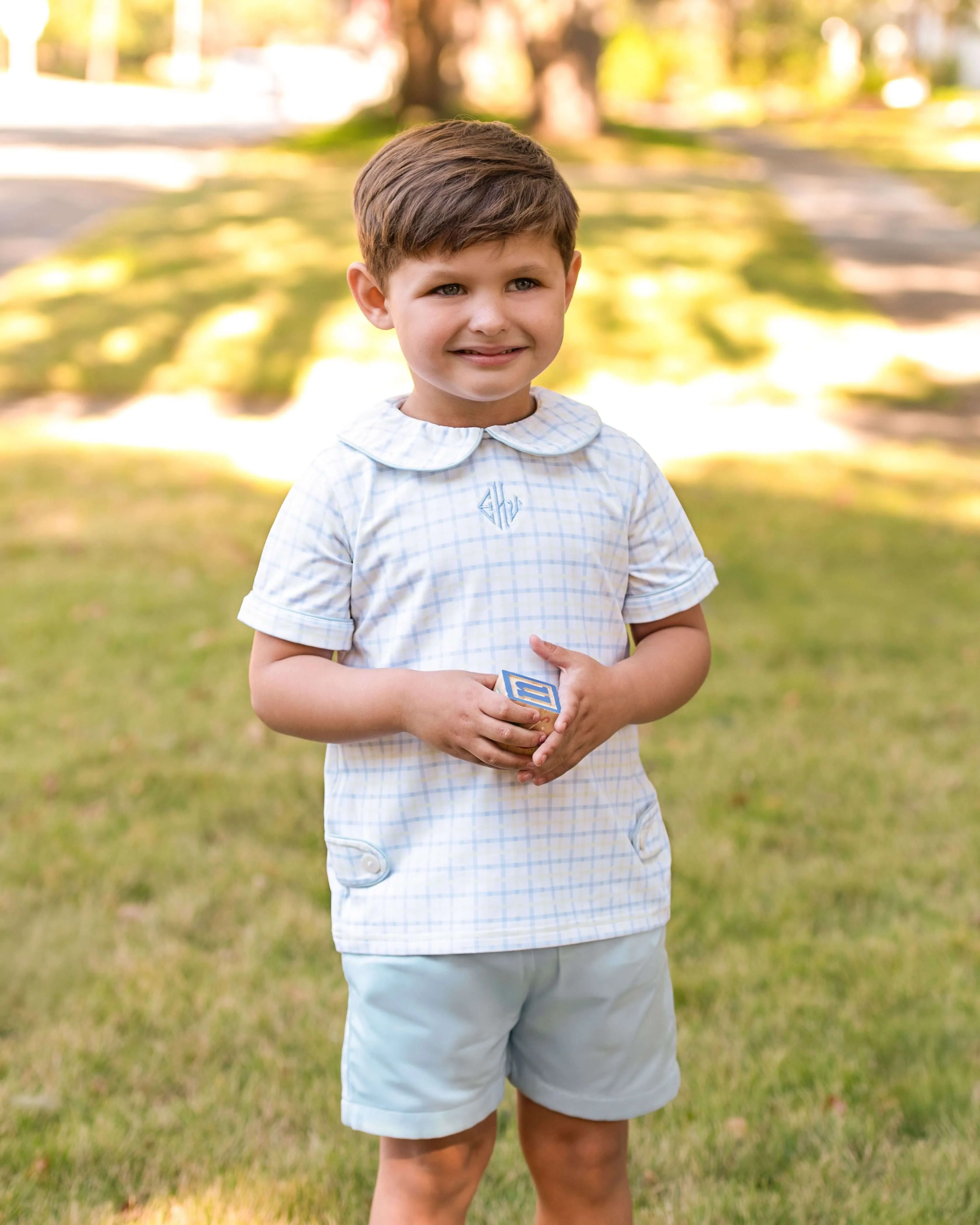 Blue And Yellow Windowpane Short Set - Image 2