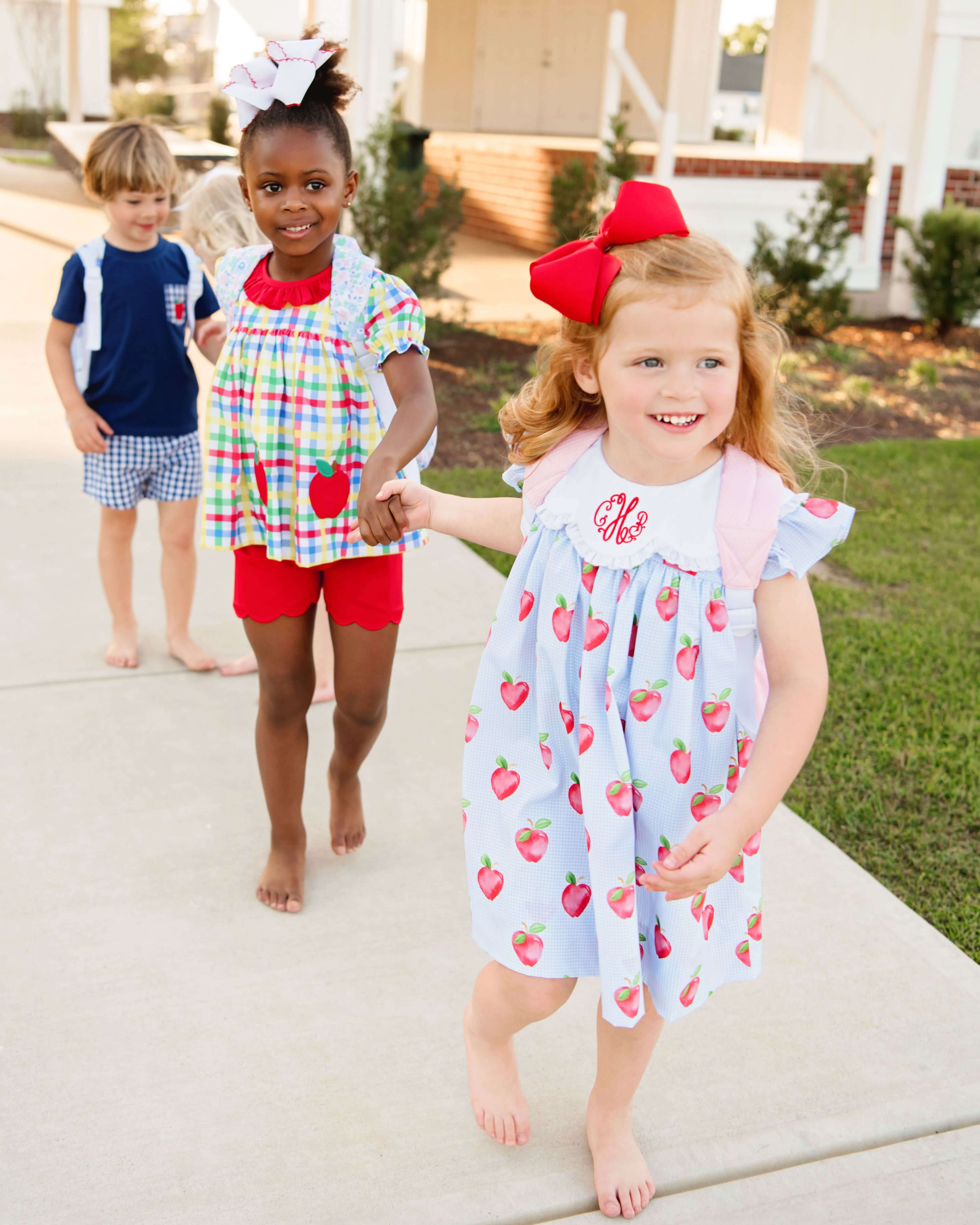 Blue Apple Print Eyelet Dress - Image 2