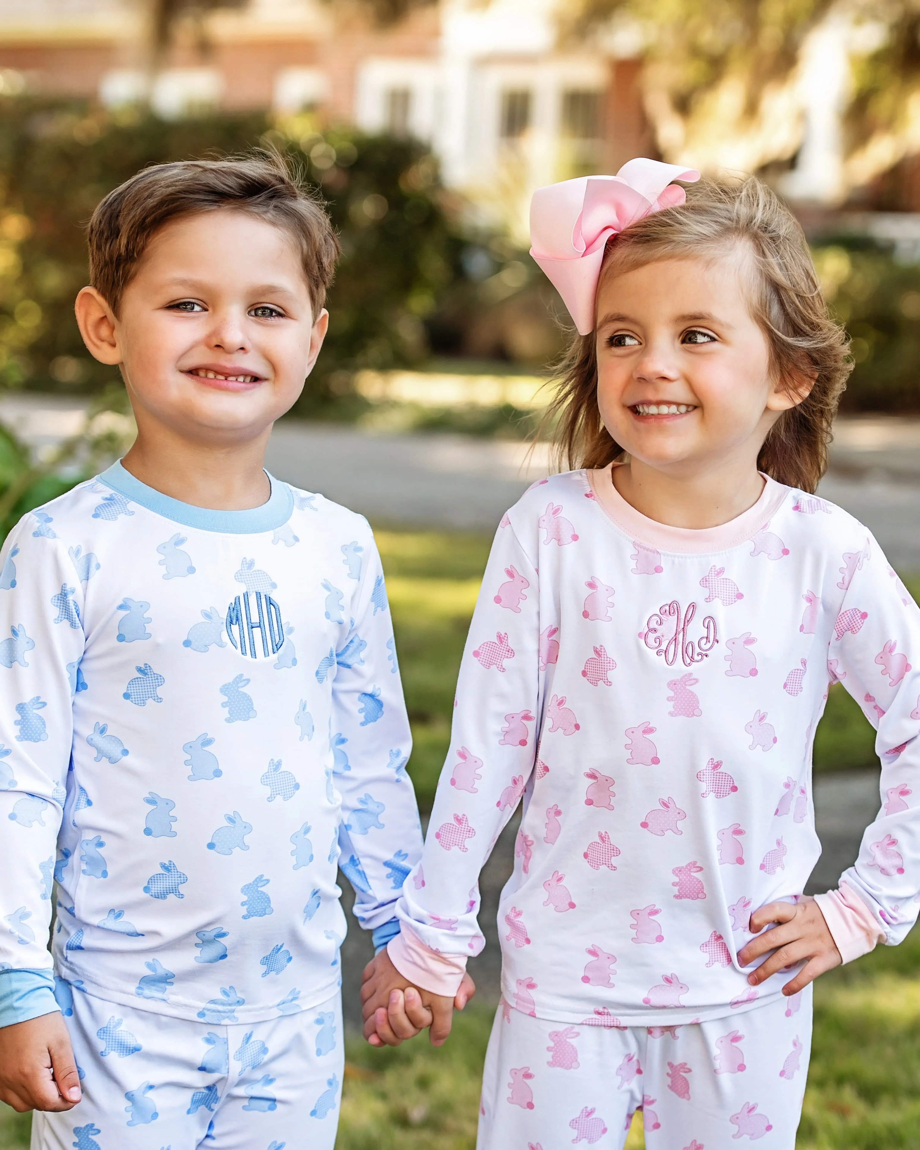 Blue Bamboo Knit Bunny Pajamas - Image 3