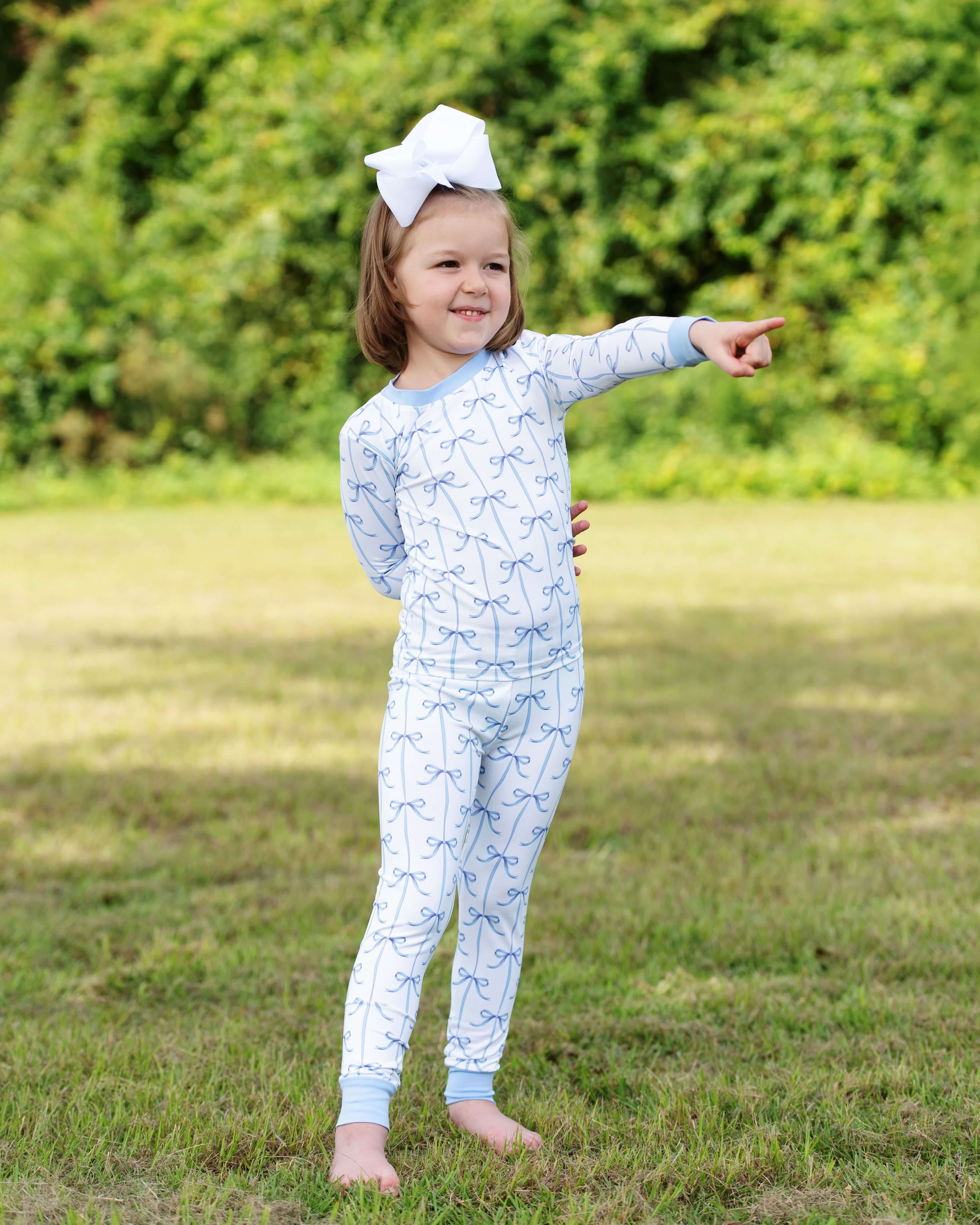 Blue Bow Knit Pajamas - Image 3