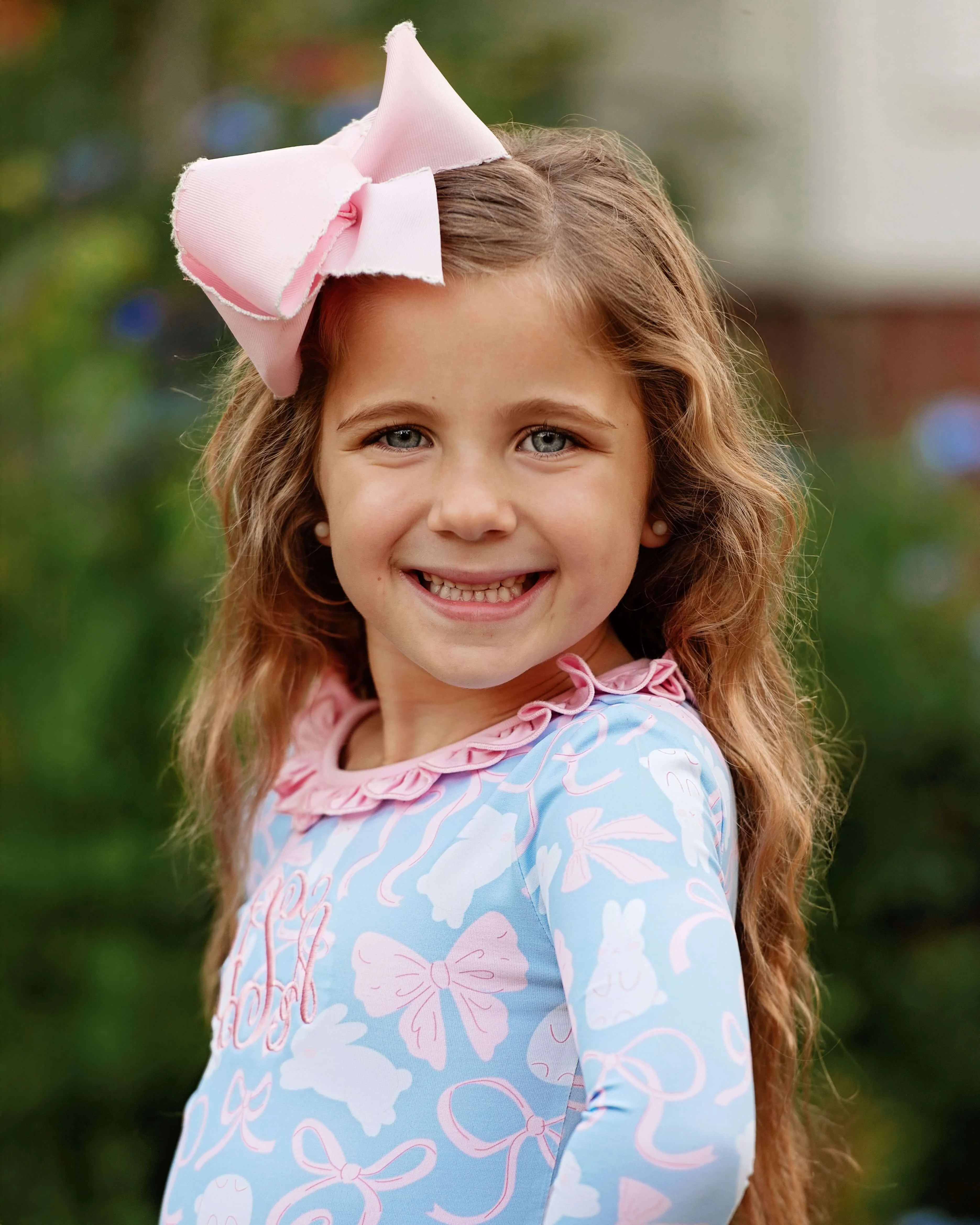Blue Bunny And Bow Knit Pajamas - Image 2