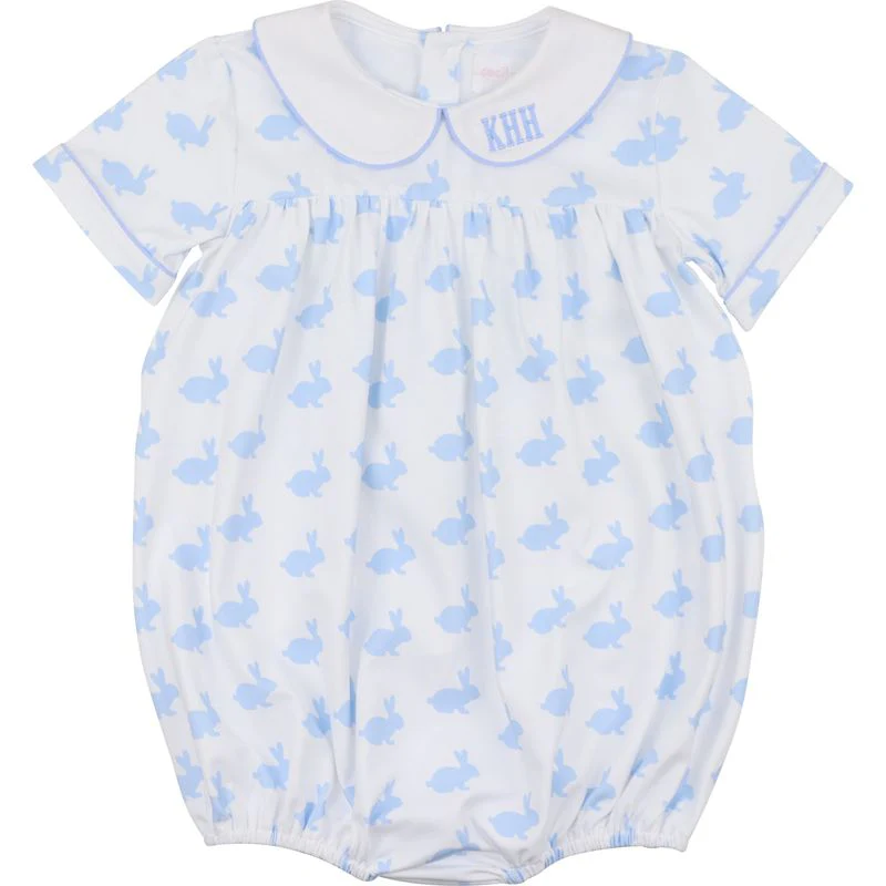 Blue Bunny Print Knit Bubble