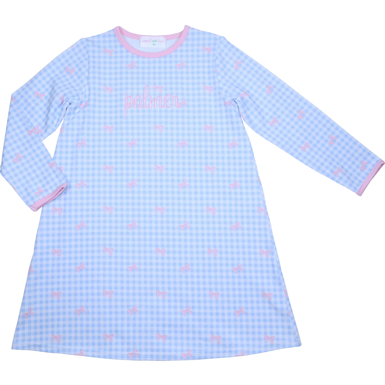 Blue Check And Bow Knit Dress