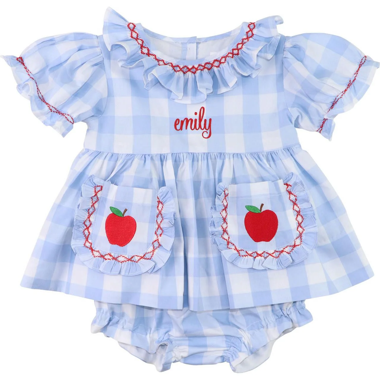 Blue Check Apple Diaper Set