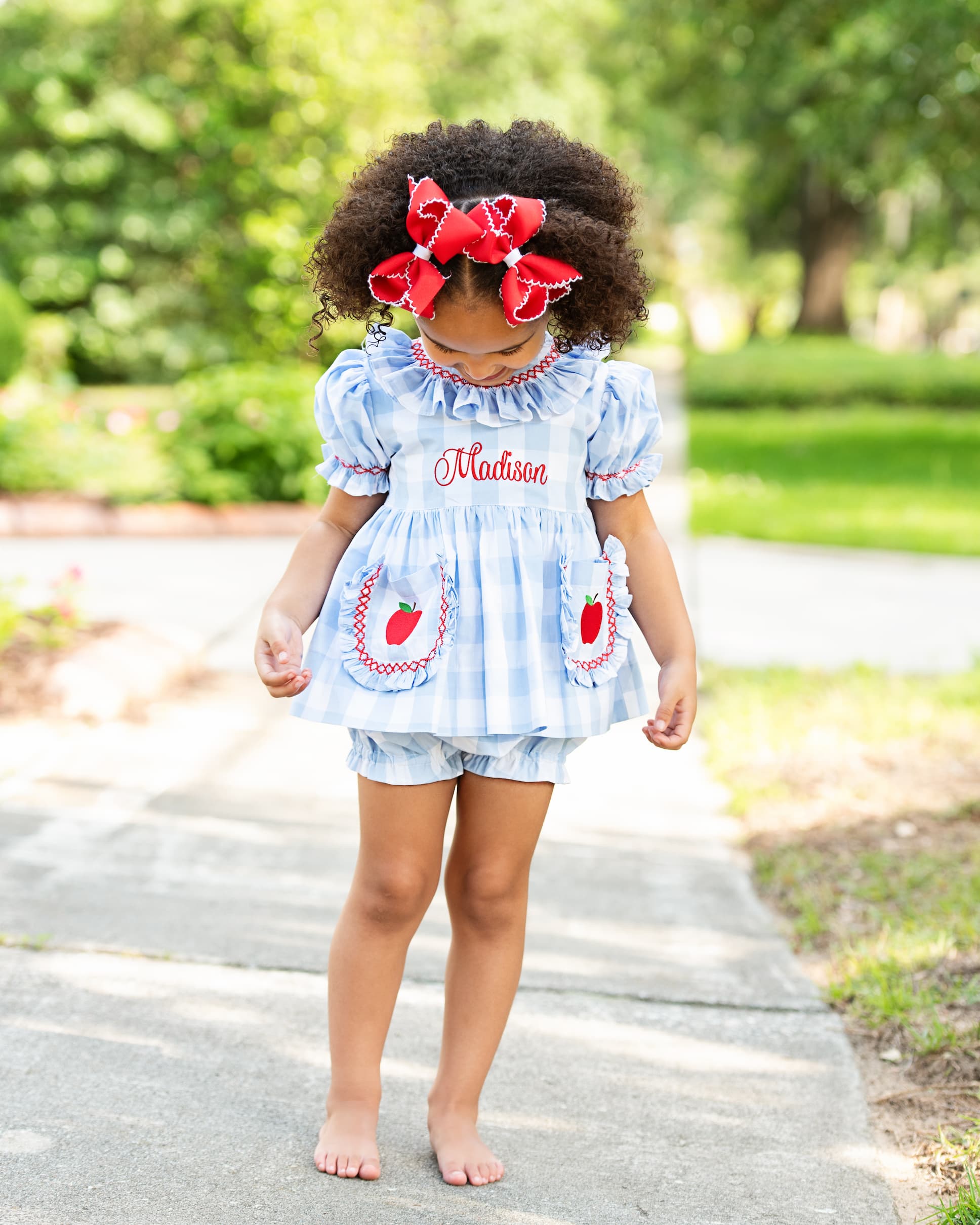Blue Check Apple Diaper Set - Image 2