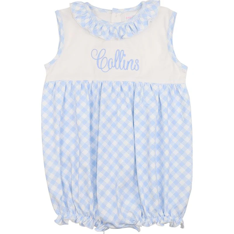 Blue Check Ruffle Bubble
