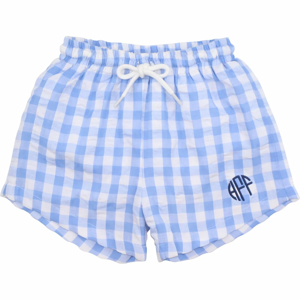 Blue Check Seersucker Swim Trunks