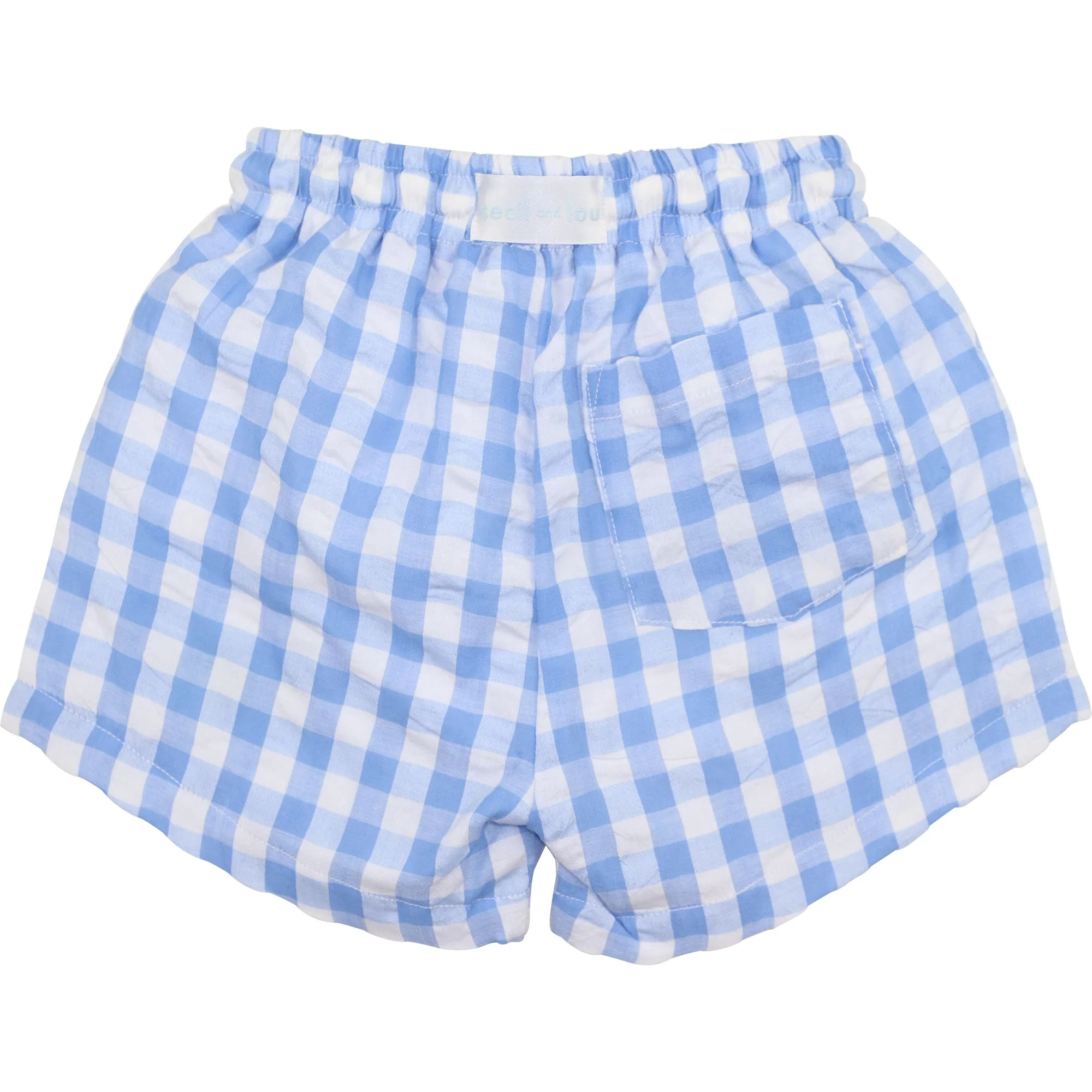 Blue Check Seersucker Swim Trunks - Image 2