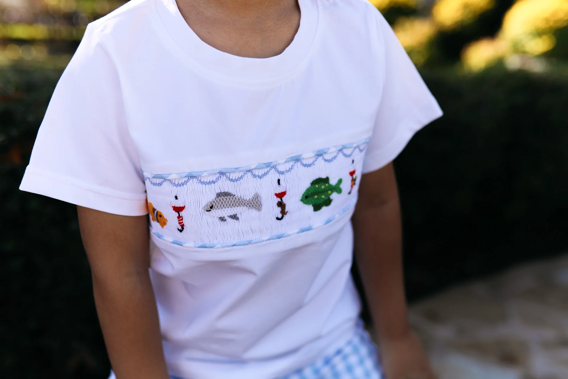 Blue Check Smocked Fishing Short Set - Image 2