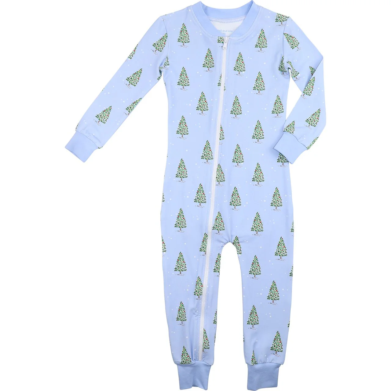 Blue Christmas Tree Knit Zipper Pajamas - Image 2