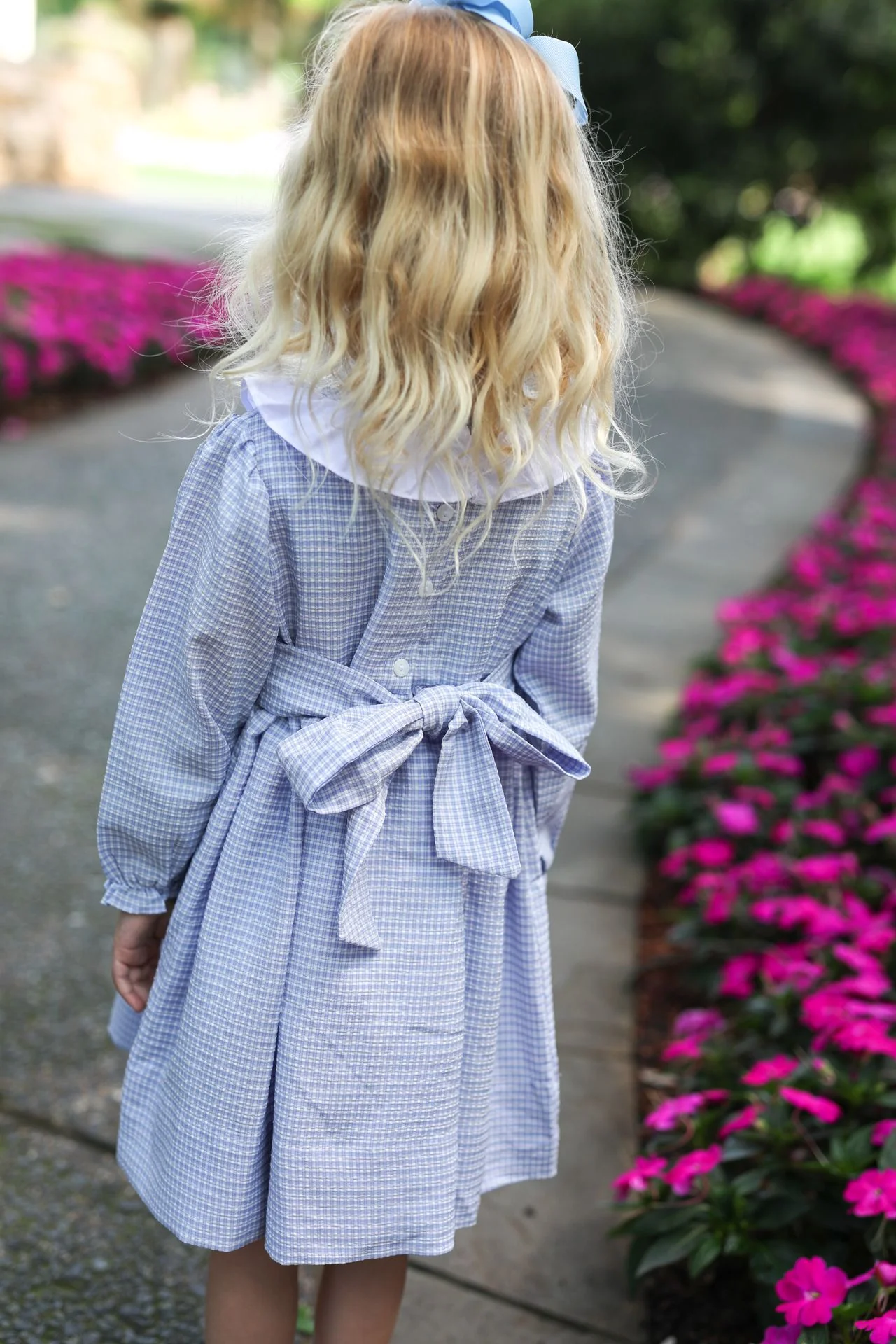 Blue Custom Smocked Dress - Image 4