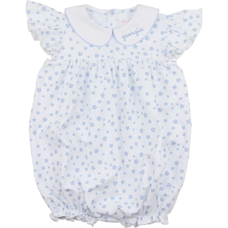 Blue Daisy Print Knit Bubble