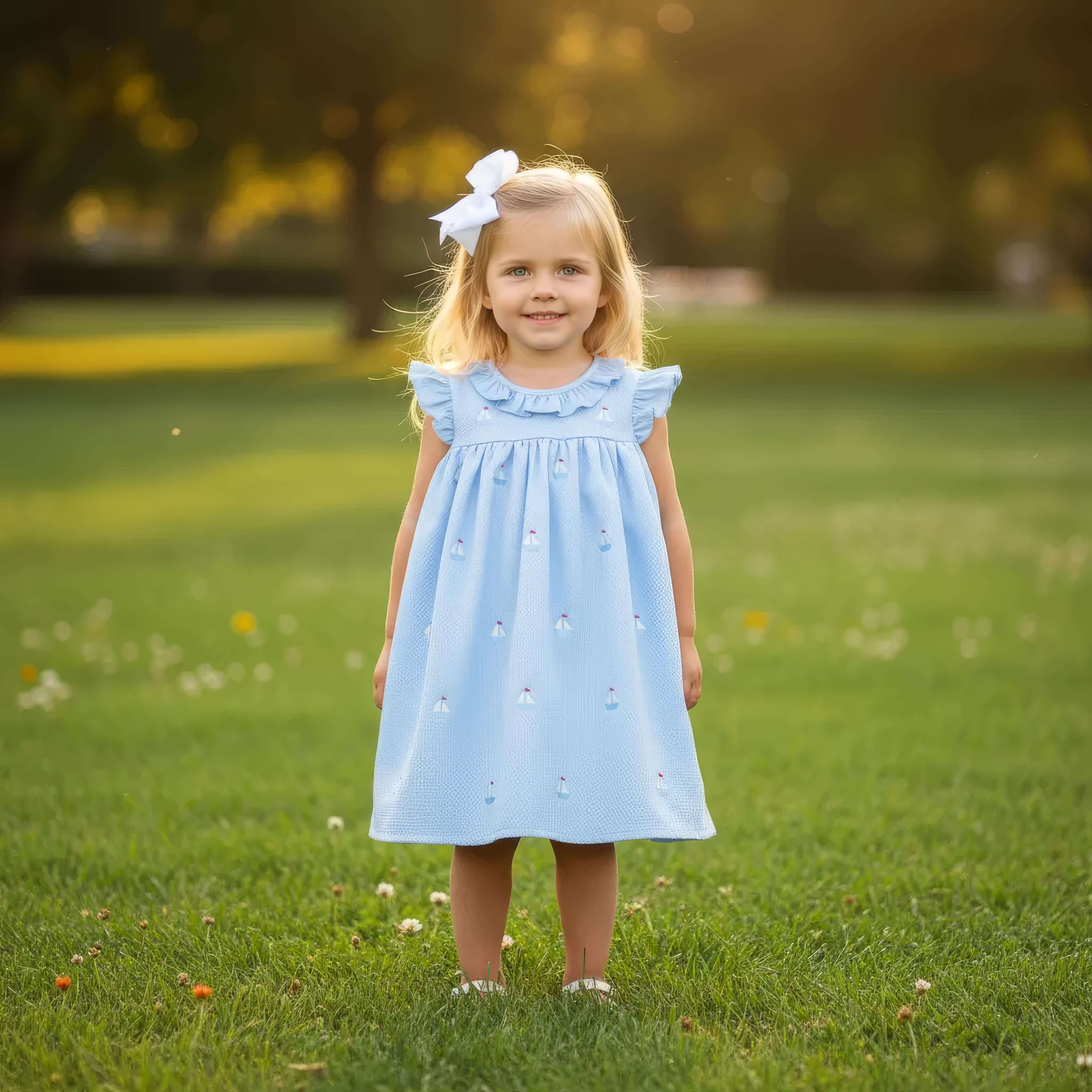 Blue Embroidered Sailboat Dress - Image 2