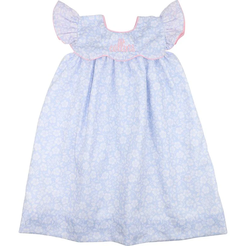 Blue Floral Bow Dress