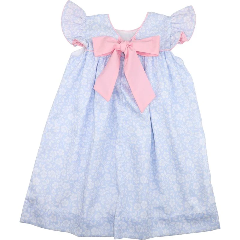 Blue Floral Bow Dress - Image 2