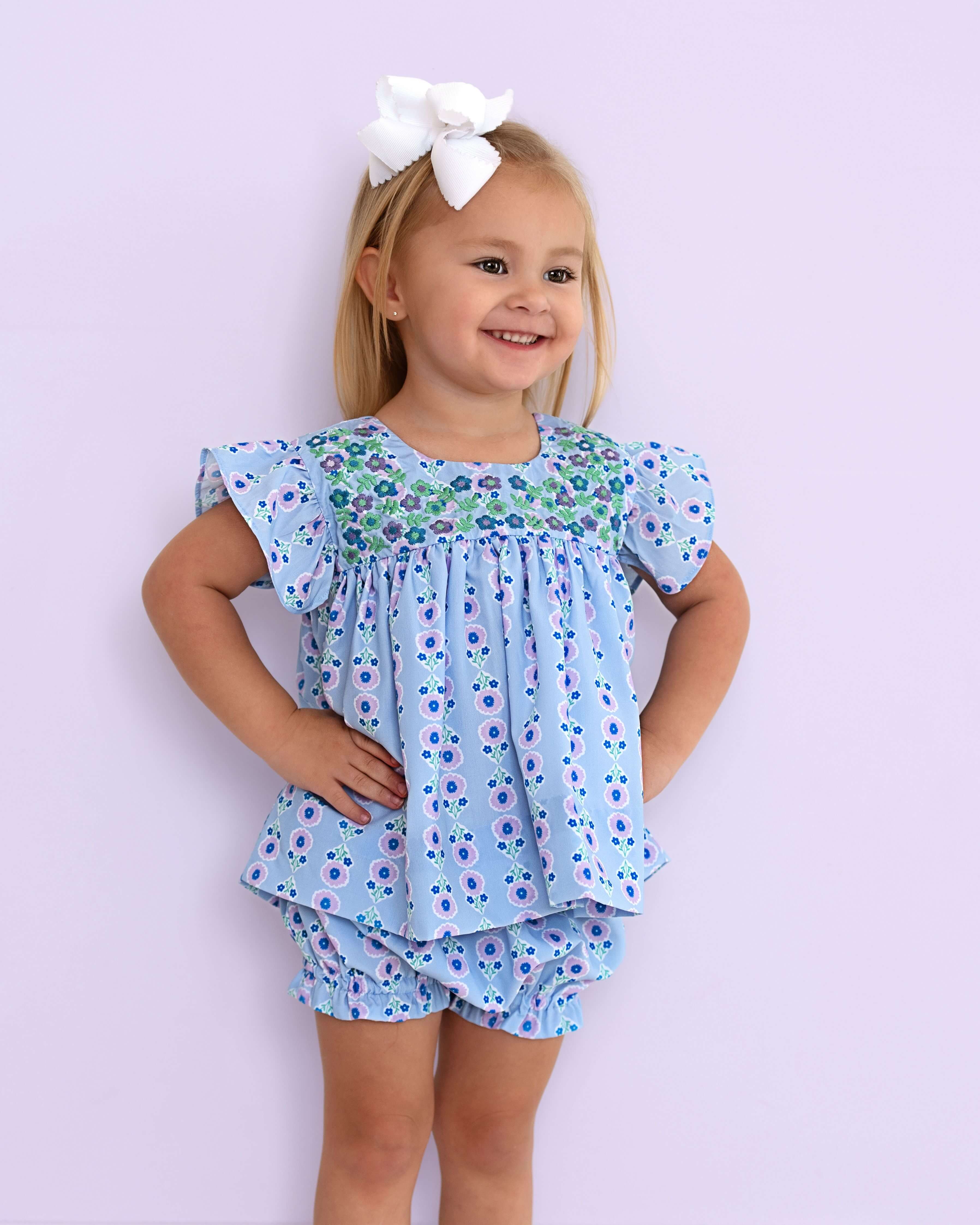 Blue Floral Fiesta Diaper Set - Image 2
