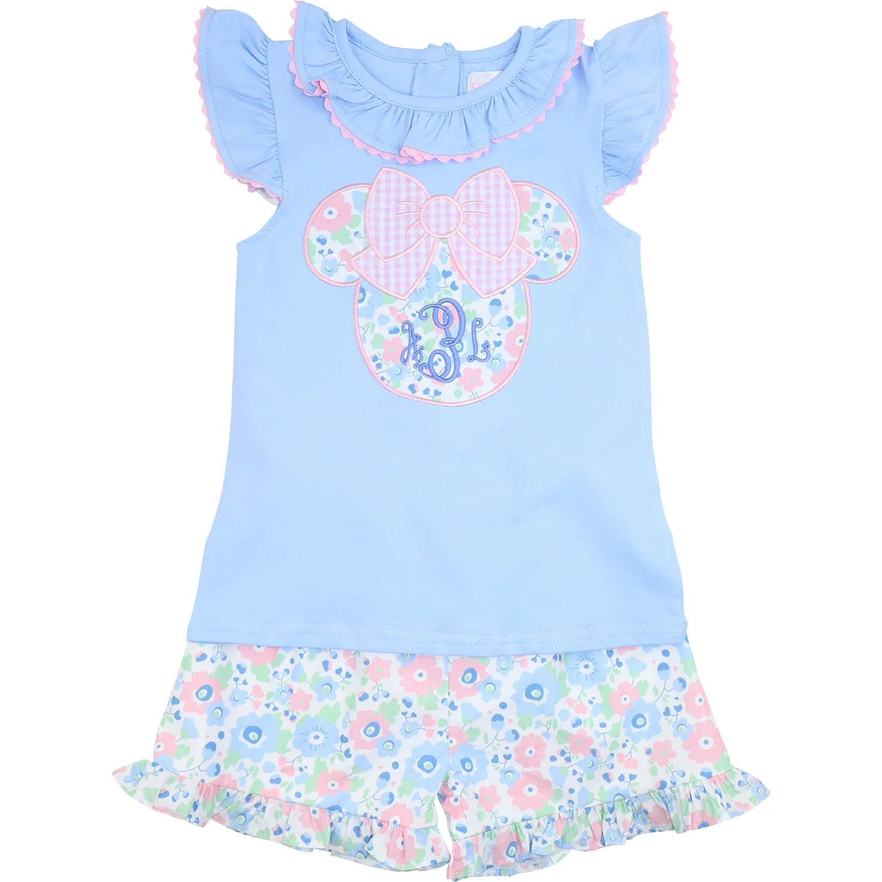 Blue Floral Mouse Ears Short Set - Image 2